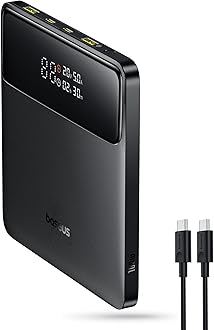BaseusPower Bank, 20000mAh 100W PD Fast Charging Portable Charger with Digital Display, USB-C Cable, Blade Laptop Battery Bank for MacBook, iPad, iPhone Series, Samsung Series, Steam Deck
