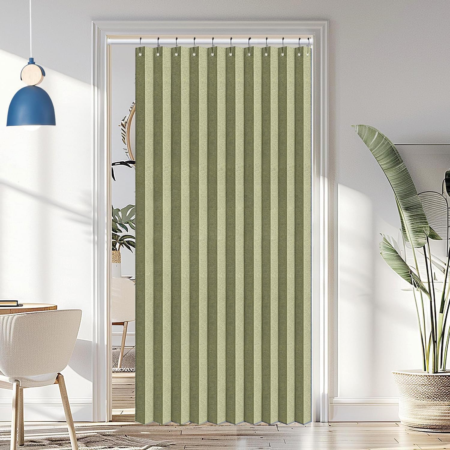 Custom privacy folding door curtains, blackout magnetic door curtains for room dividers, bathrooms, studios and bedrooms-Green- W100xH220cm