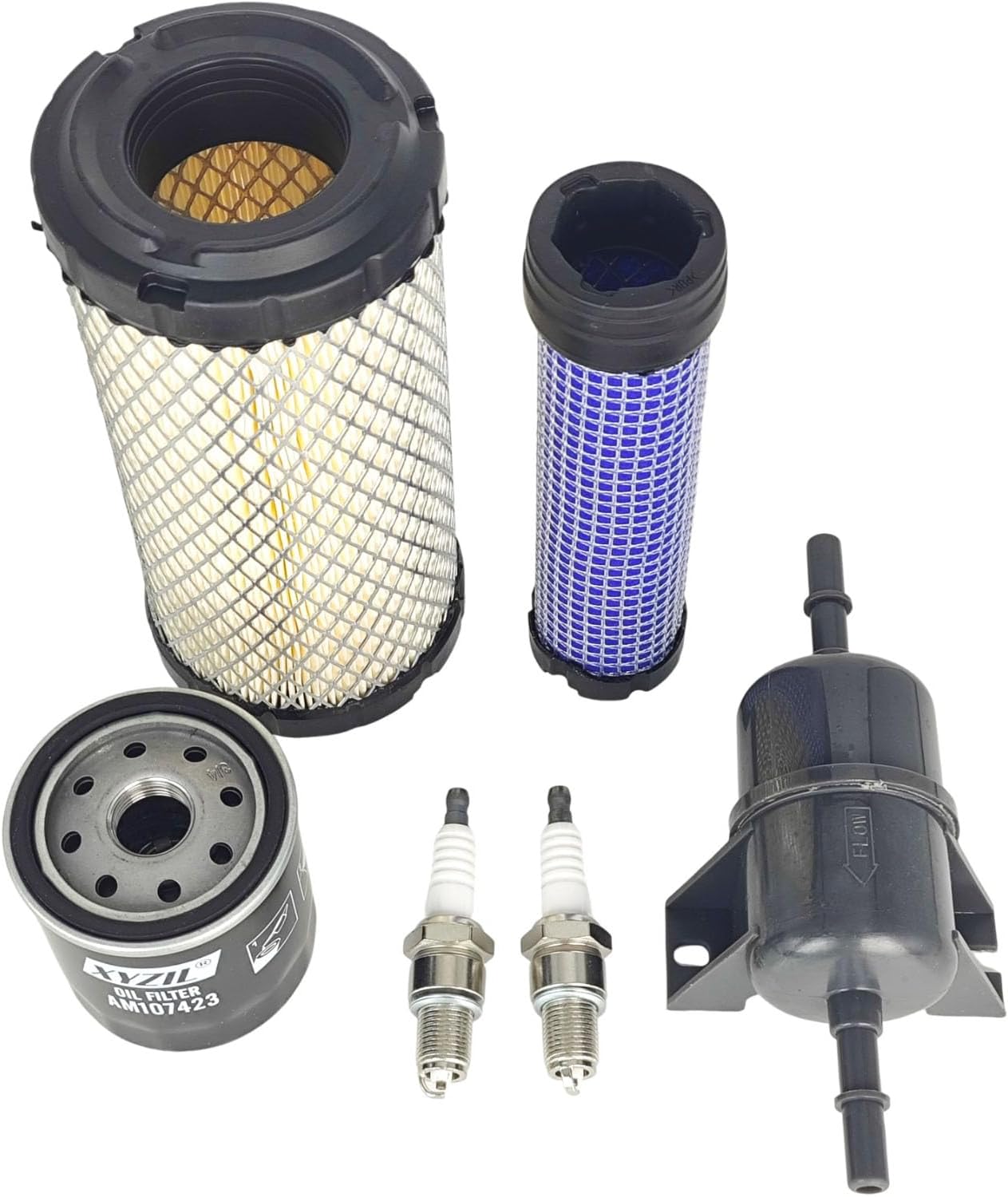 Tune Up Maintenance Filter Kit Compatible with John Deere Gator XUV620i XUV625i Compatible with Kawasaki FD620-AS26 Engine AM107423 AM117584 M113621 M123378 M138938 Spark Plug Oil Fuel Air