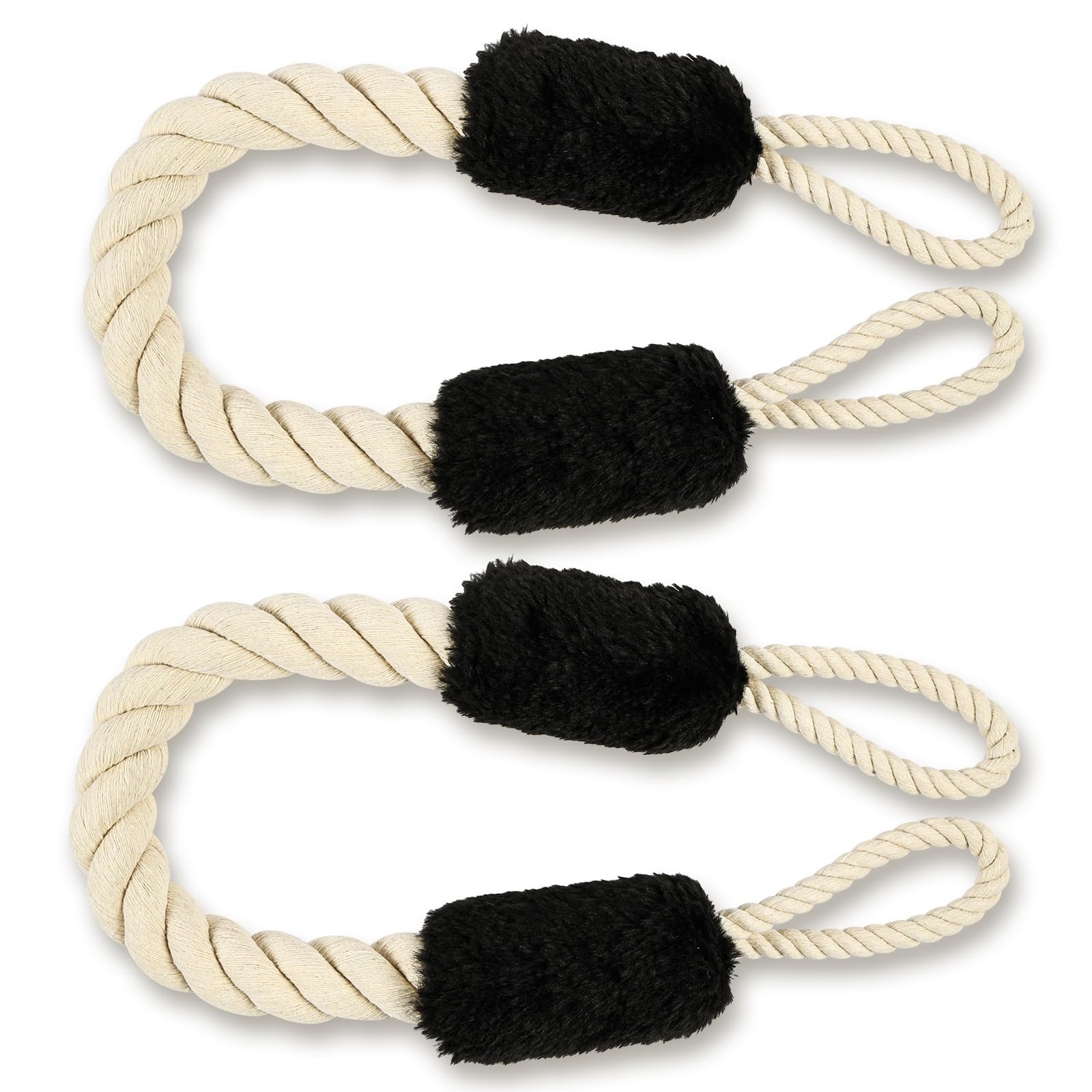 AYESY Türstopper Klinke, 2 Stück Türkordel Klemmschutz, 60 cm Baumwolle Türstopper Seil für Haustier und Kinder Fingerschutz, Türklinken stopper, kein Zuknallen der Tür mehr(Schwarz)