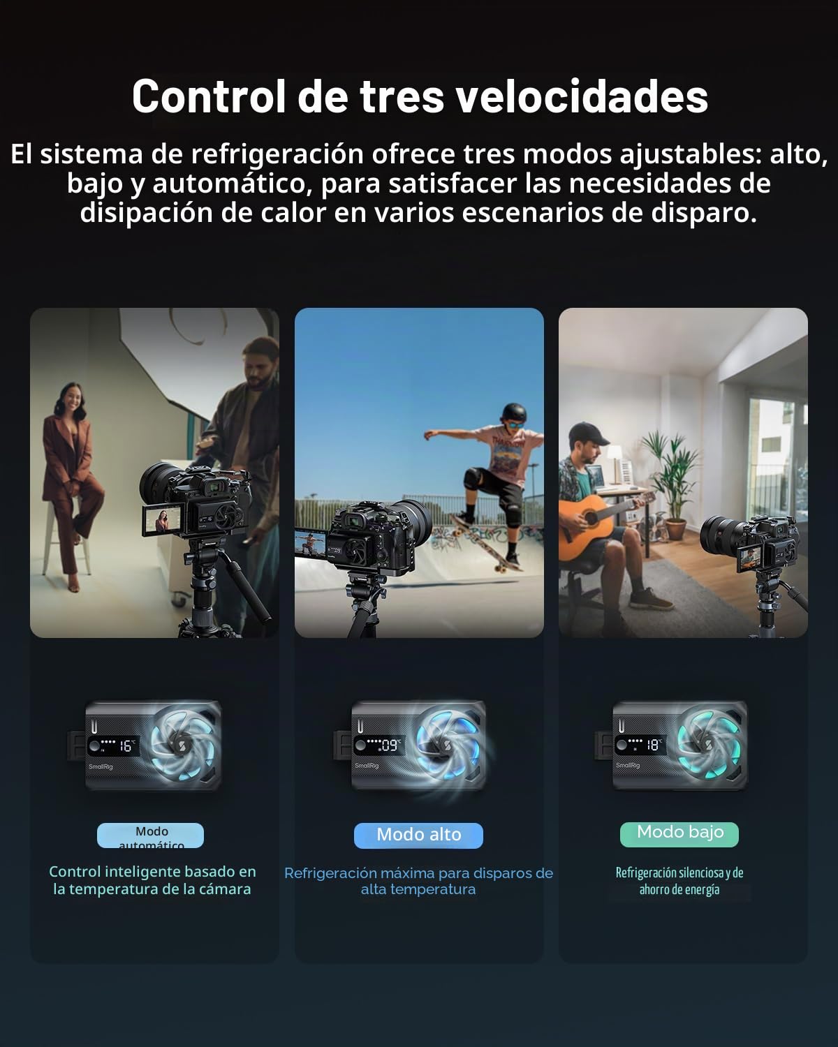 Ventilador de Enfriamiento TEC SmallRig Integrado con Batería, Sistema de Enfriamiento Externo para Cámara con Módulo de Enfriamiento TEC, para Sony A7 IV/A7S III/A7C II/A6700/ ZV-E10 / ZV-E10 II/FX3