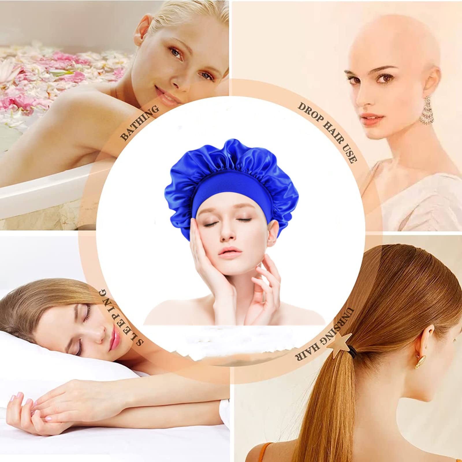 Cuffia Da Notte In Raso Per Capelli - Berretto Elastico, Protezione Capelli Ricci E Dormire - Foto 5