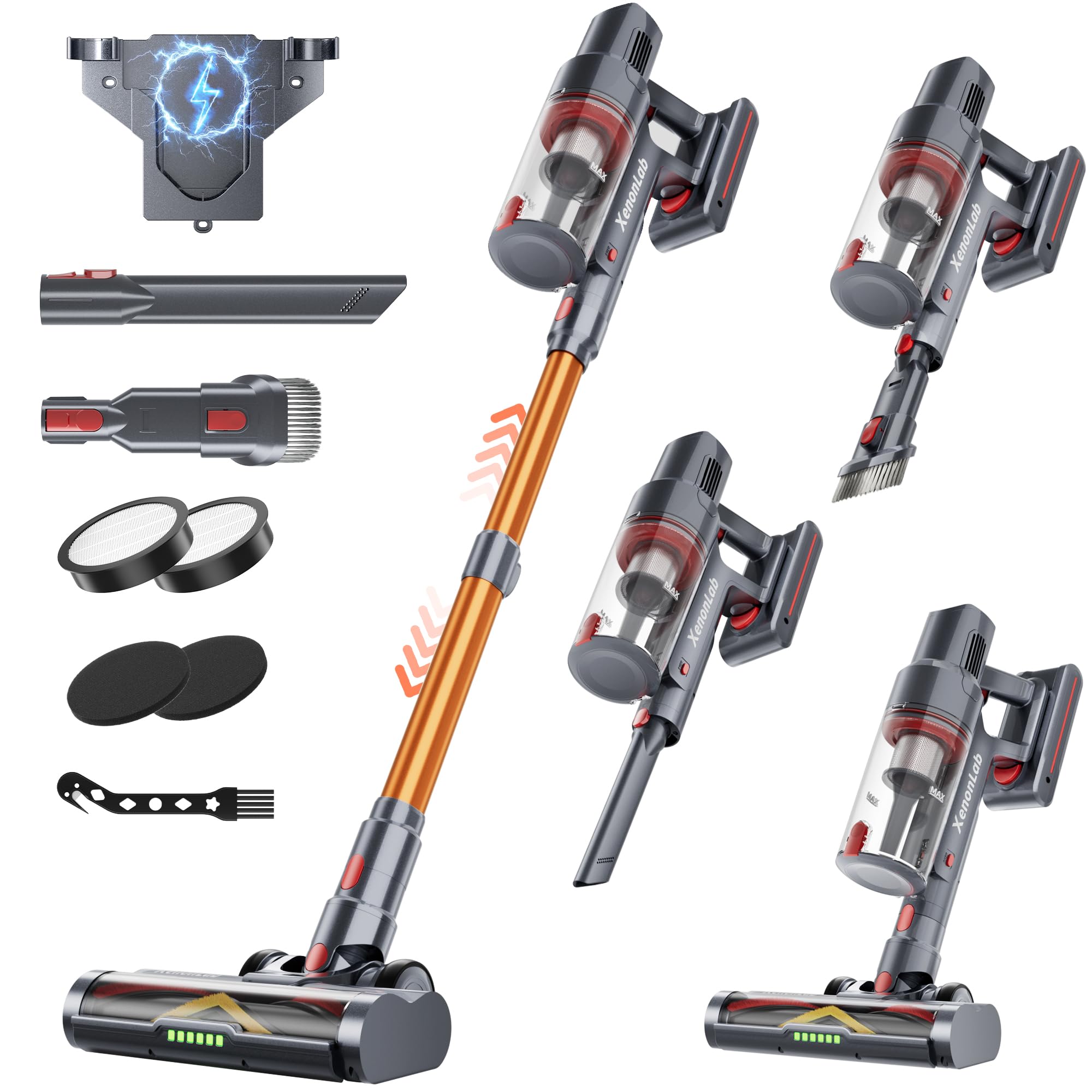 Photo 1 of XenonLab Cordless Vacuum Cleaner, 75Mins/55KPa/650W Self-Standing Stick Vacuum Cleaners for Home, Rechargeable, Lightweight, Anti-Static&Anti-Tangle Brush, for Hard Floor, Carpet, Hardwoods, Pet Hair