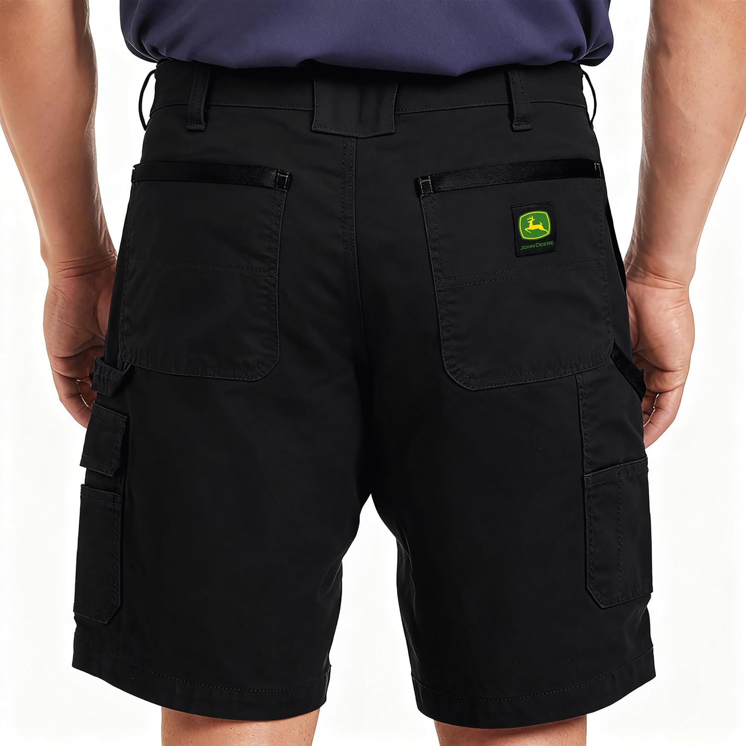 Men's Stretch Canvas Cargo Carpenter Short, Relaxed Fit, Triple-Needle Stitched, Stain Resistant, Hammer Loop, Media Pocket