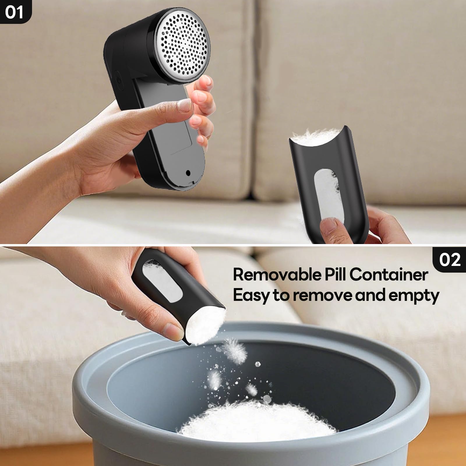 Removedor de pelusas para ropa, recargable, afeitadora eléctrica de 2 velocidades con cepillo para suéter y muebles, quitar pelusas, bolas de pelusa, píldoras, bolitas