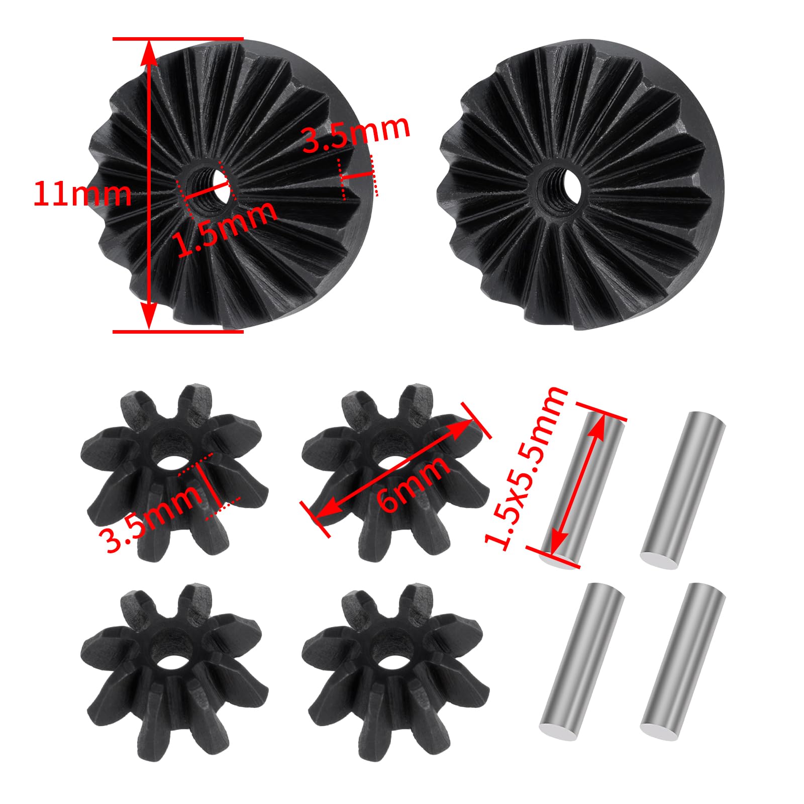 BRKRC Steel Front/Rear Differential Gear for ARRMA 1/14 Mojave Grom 1/18 Granite GROM RC Car Upgrade