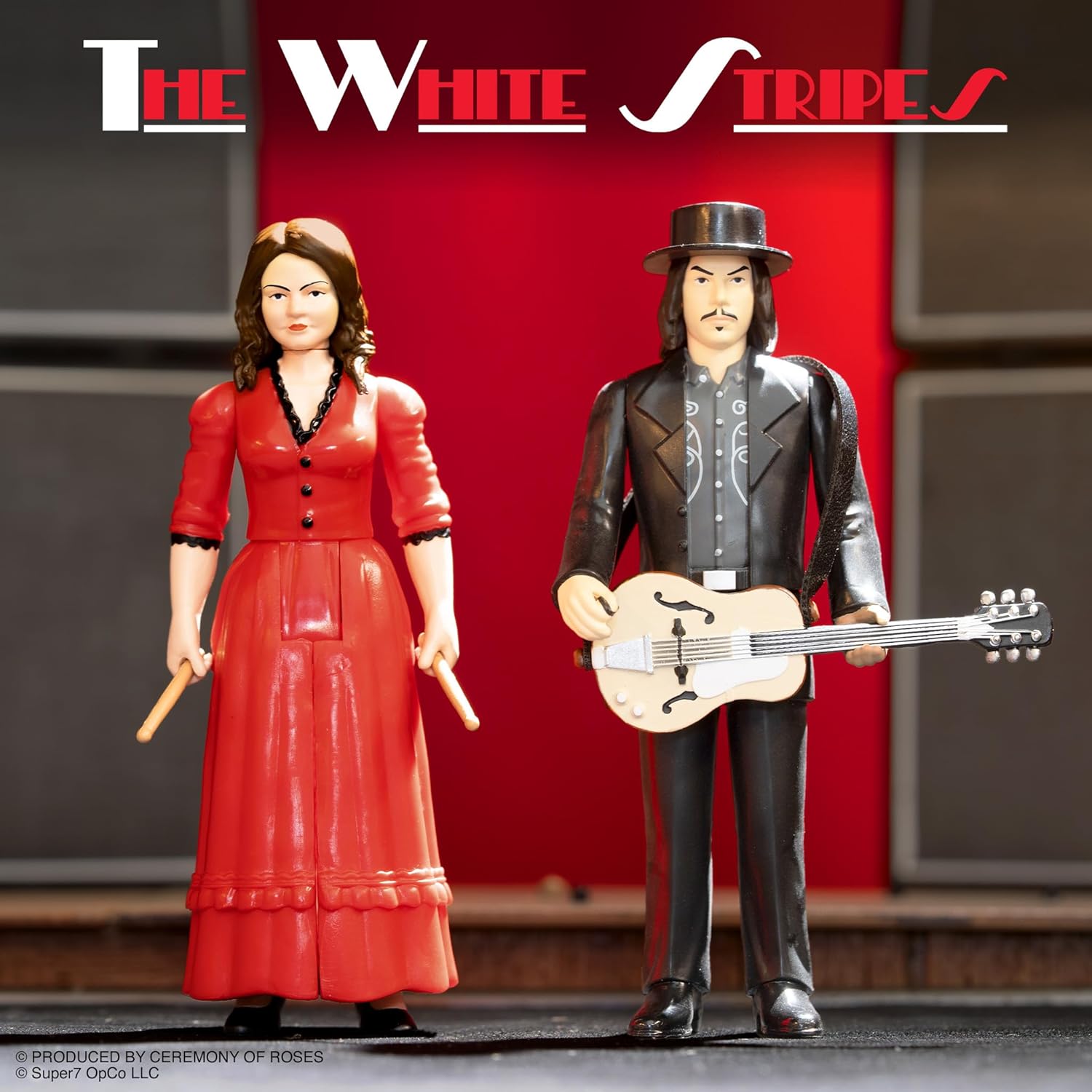 Super7 Reaction Figure The White Stripes Get Behind Me Satan - (2 Pack) 3.75" The White Stripes Action Figure with Accessories - Indie Rock Collectibles and Retro Toys