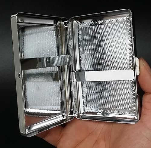 Miniatura 2 de Vintage Retro Skiing Ski's Skier S26 Silver Cigarette Case Metal Wallet Id Holder 4" X 2.75" RFID Protection