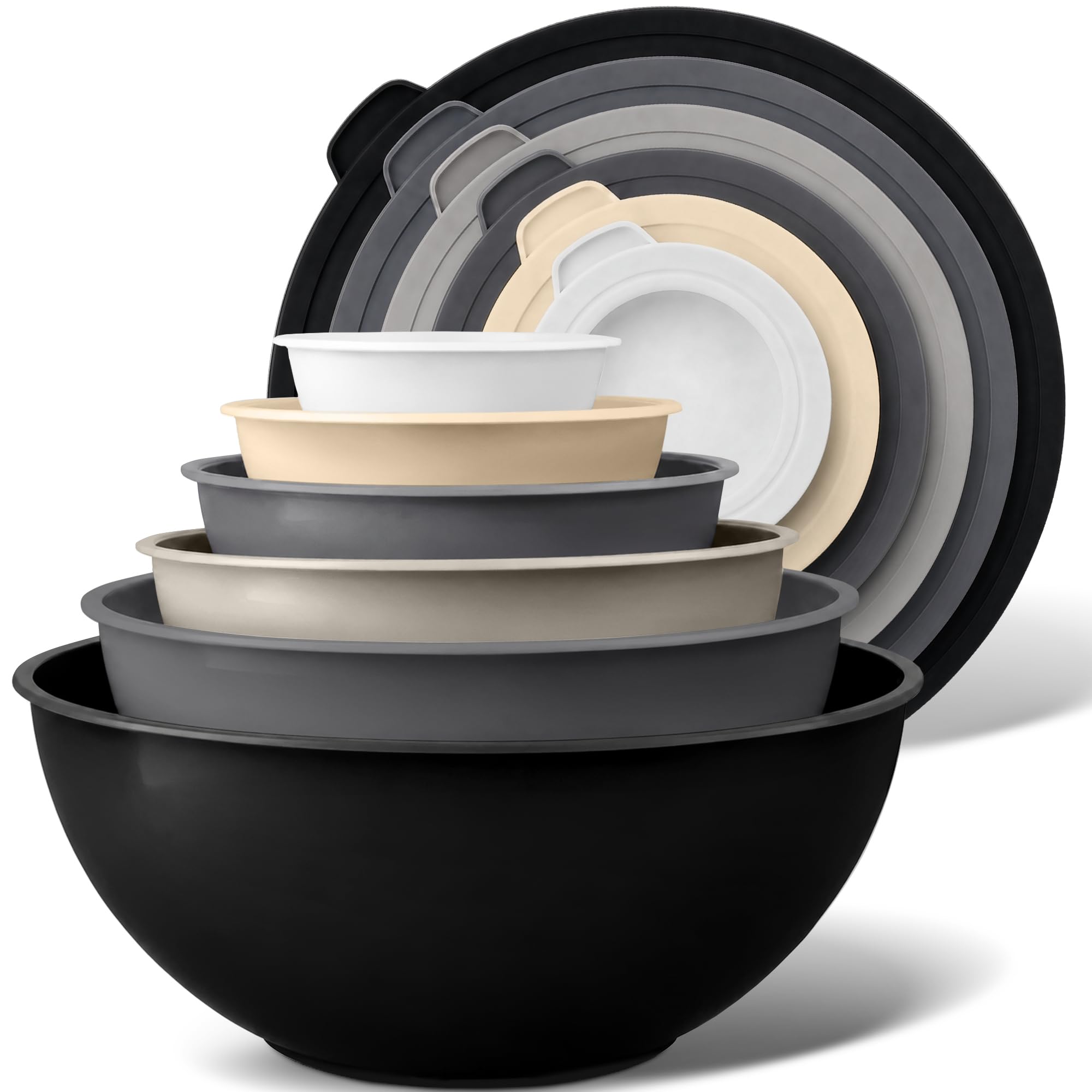 Zulay Kitchen 12 Piece Plastic Mixing Bowls with Leak-Proof Lids Set - Microwave and Freezer Safe Kitchen Mixing Bowls for Preparing, Serving and Storing - Large Nesting Bowls (Midnight Ombre)