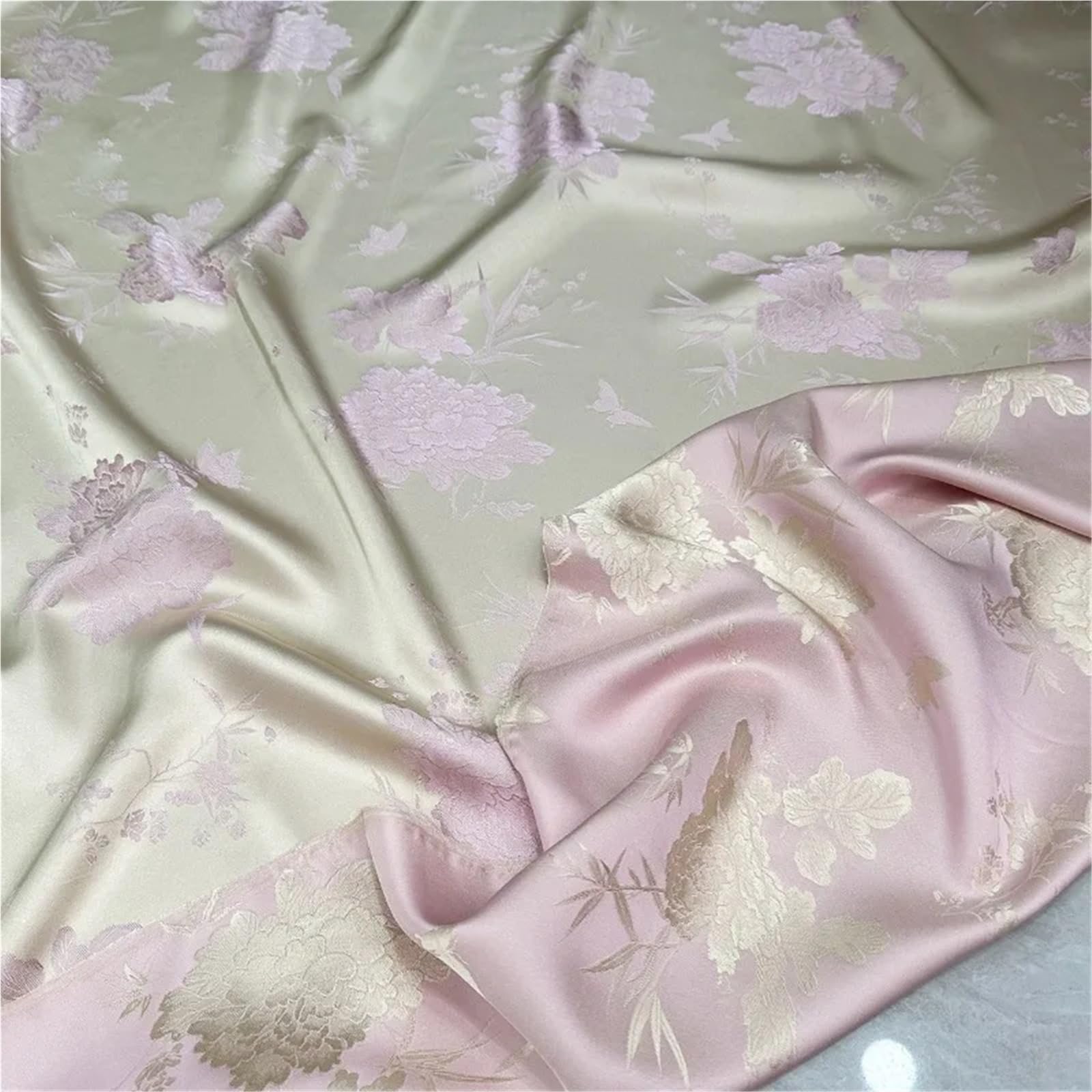 Polyester-Chiffon, Polyester-Brokat-Jacquard-Stoff, 150 cm breit, 100 lang(No. 1 Apricot)