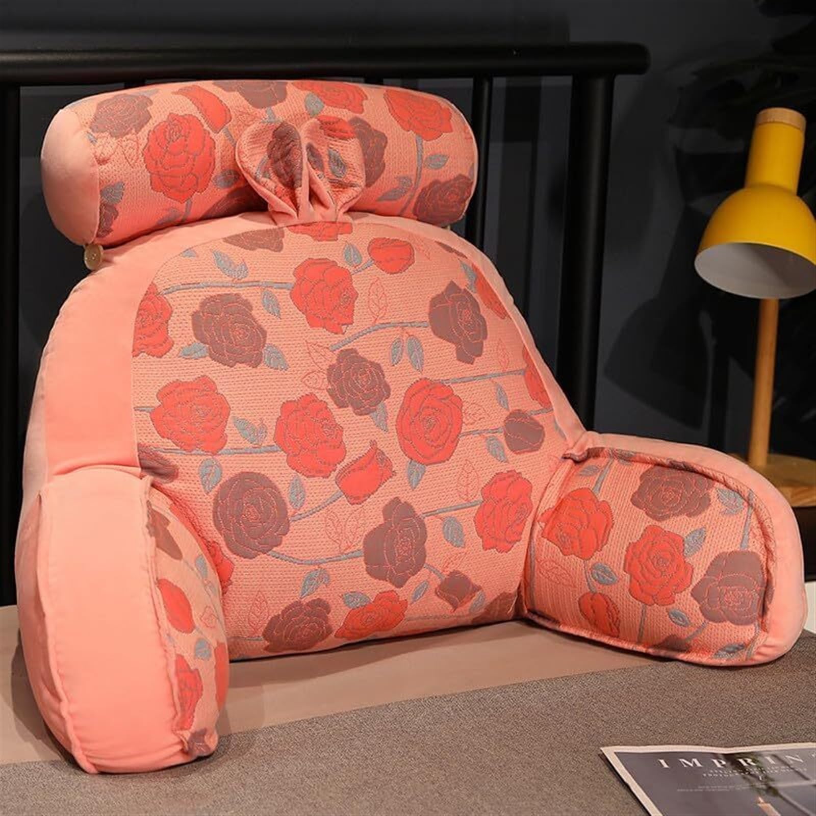 MYXJX back support cushion, Lumbar Support Cushion with Arm Floral Pattern Removable Back Waist Pillows(C,40 * 65cm)