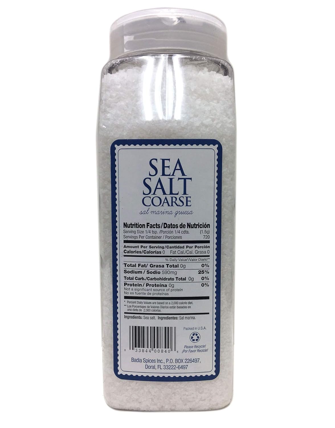 38 oz Bottle Sea Salt Coarse / Sal Marina Gruesa de Mar Kosher : Grocery & Gourmet Food
