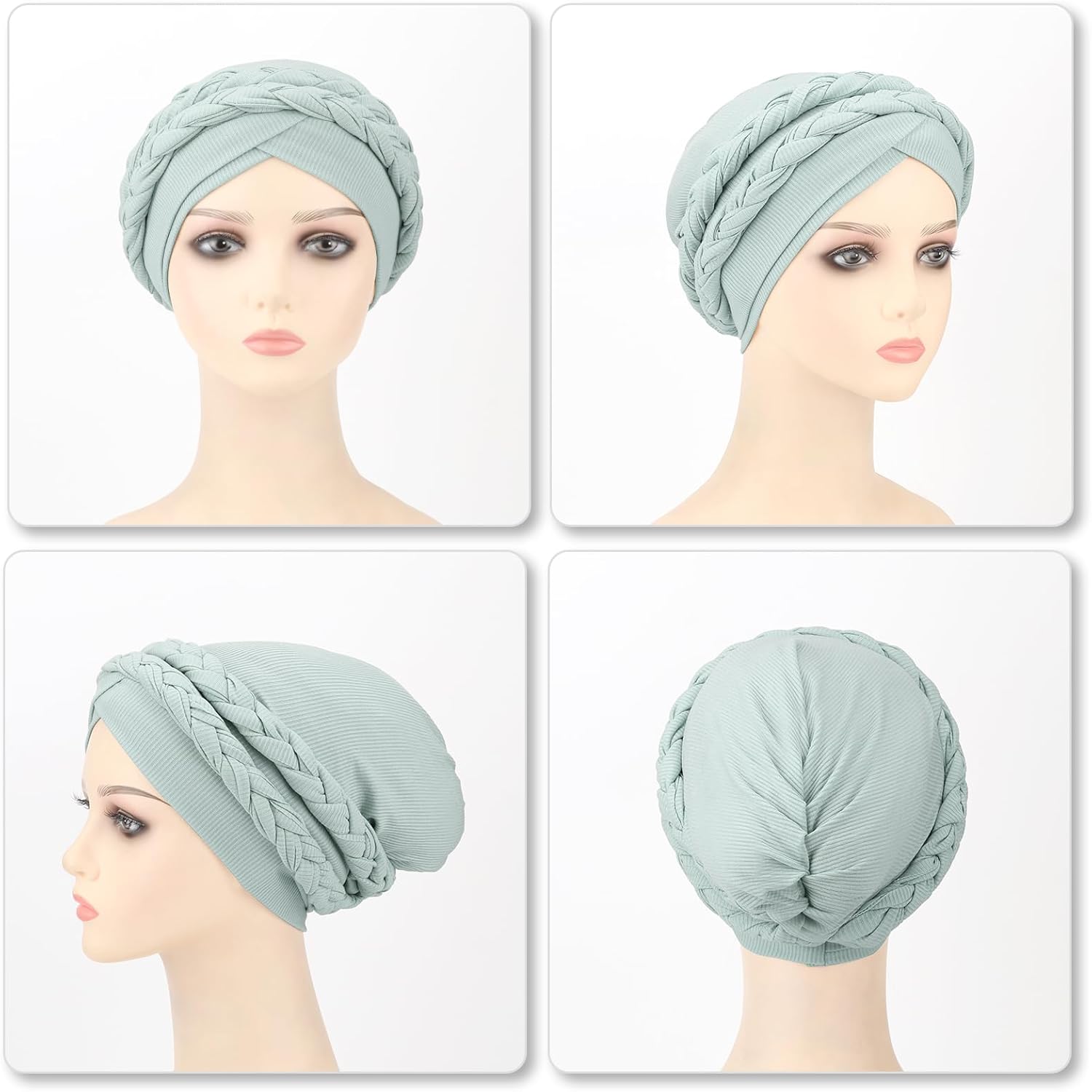 DRESHOW African Women Turban Caps Beanie Pre-Tied Double Twisted Braid Hair Cover Wrap Hat Headwraps for Black Women - Image 7