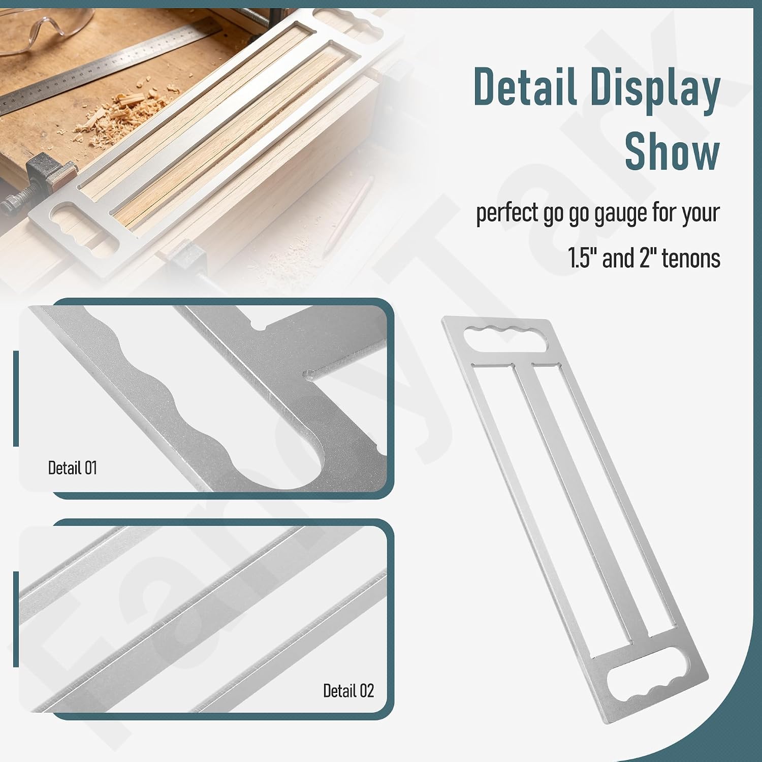 Timber Frame Tenon Gauge Tool, 1.5" & 2" Tenon Slot Measuring Template