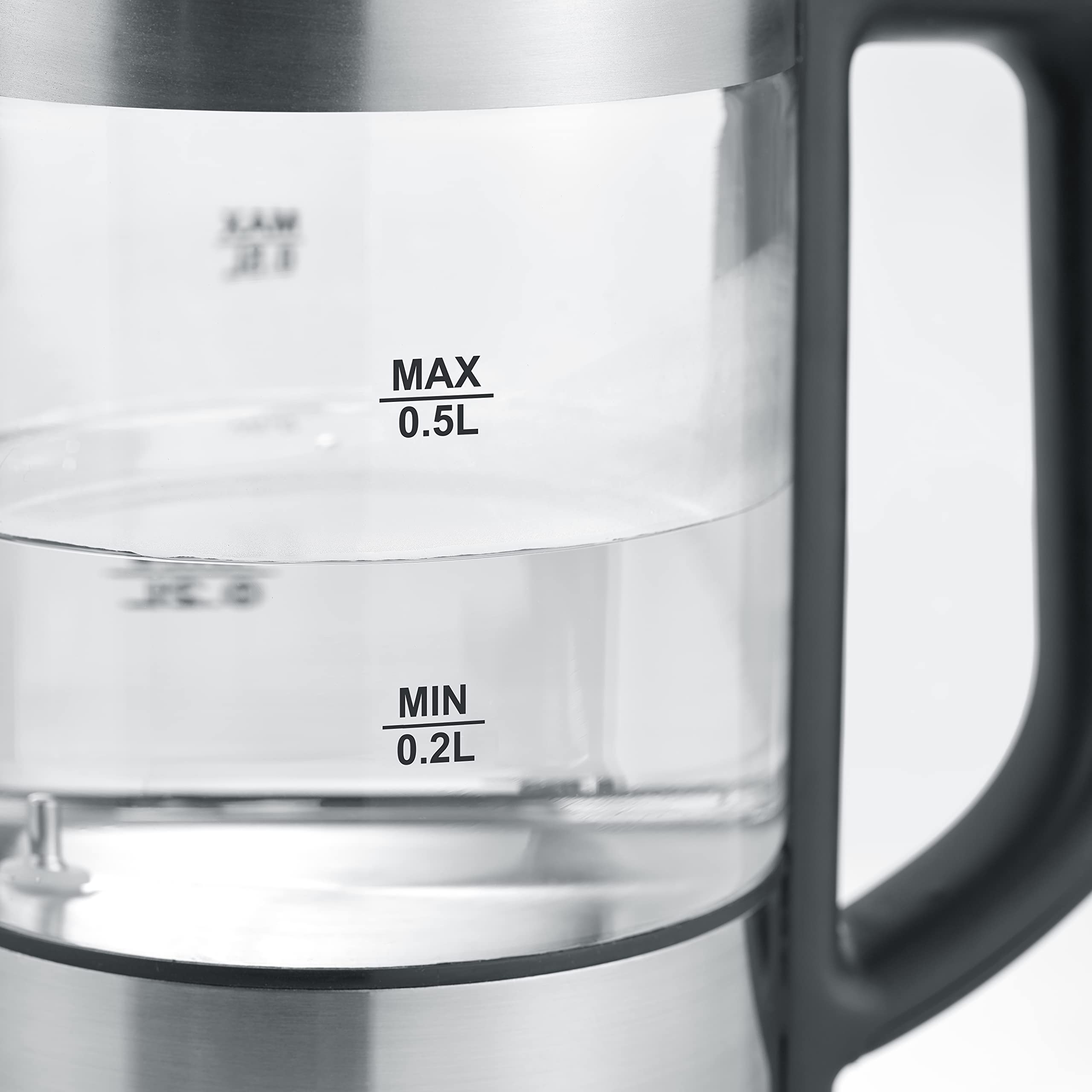 SEVERIN Bouilloire en verre 100% sans BPA, 1 100 W, Petite bouilloire réglable par palier de 5°C, Capacité : 0,5 L, Fonction Maintien au chaud, Bouilloire électrique compacte, verre/inox, WK 3458