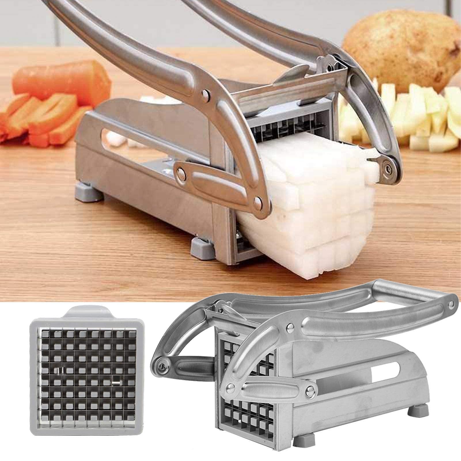 Tagliapatate, Taglia patate fritte in acciaio inossidabile Cippatrice per patate, Tritatutto per verdure taglia patate per la casa