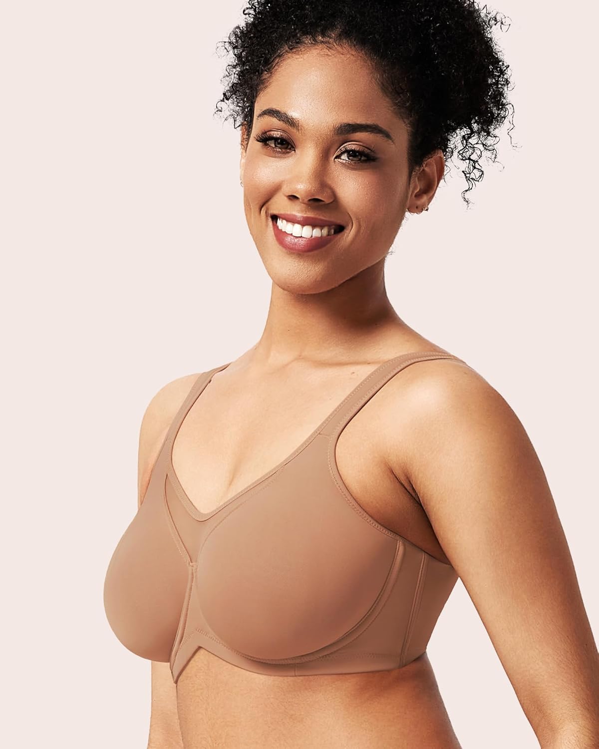 HSIA Minimizer Bras for Women Plus Size, Full Coverage Coolcomfort T Shirt Unlined Bra with Underwire for Heavy Breast, Warm Taupe 44G - Image 3