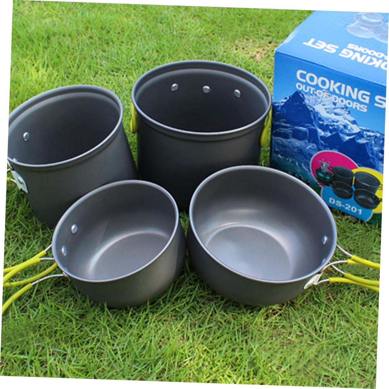 KOMBIUDA Outdoor Kochset 4 Stück Tragbar für Camping und Kochen