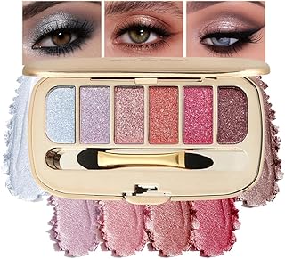 Paleta de sombra de ojos con purpurina rosa y...