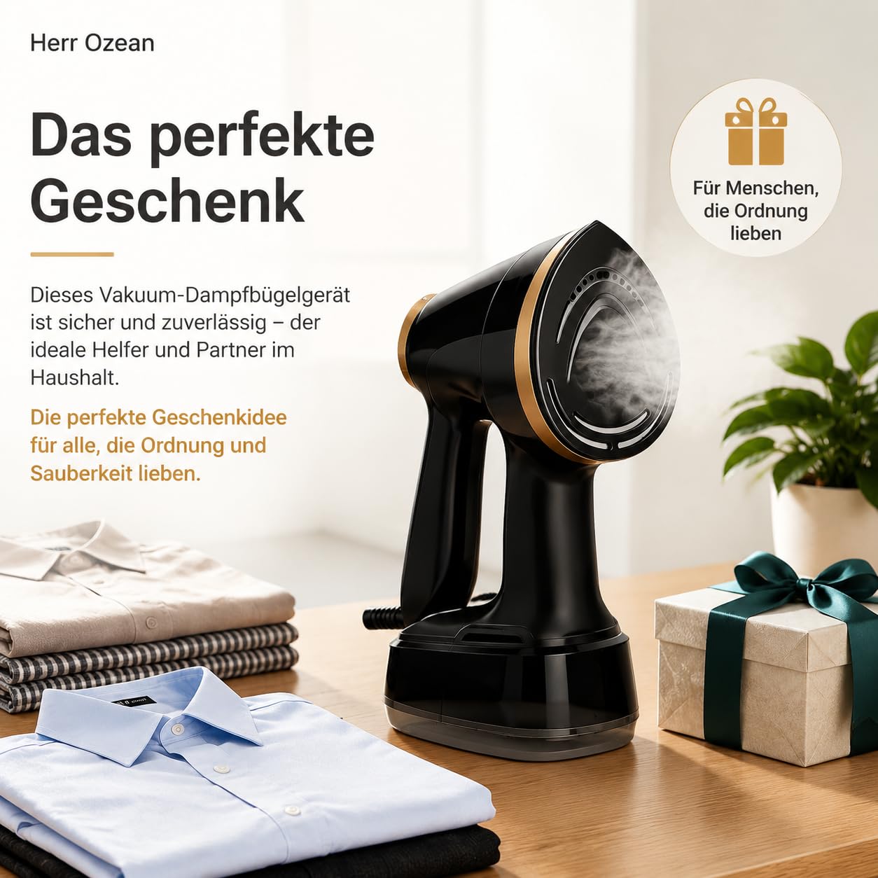 1500w Tragbarer Wassertank Steamer Dampfglätter400ml, 15s Schnellaufheizung Handdampfer, 2500–3600Pa, 4 Modi Für Kleidung Vertikales Und Horizontales Dämpfen Zuhause/Reise. (Weiß)
