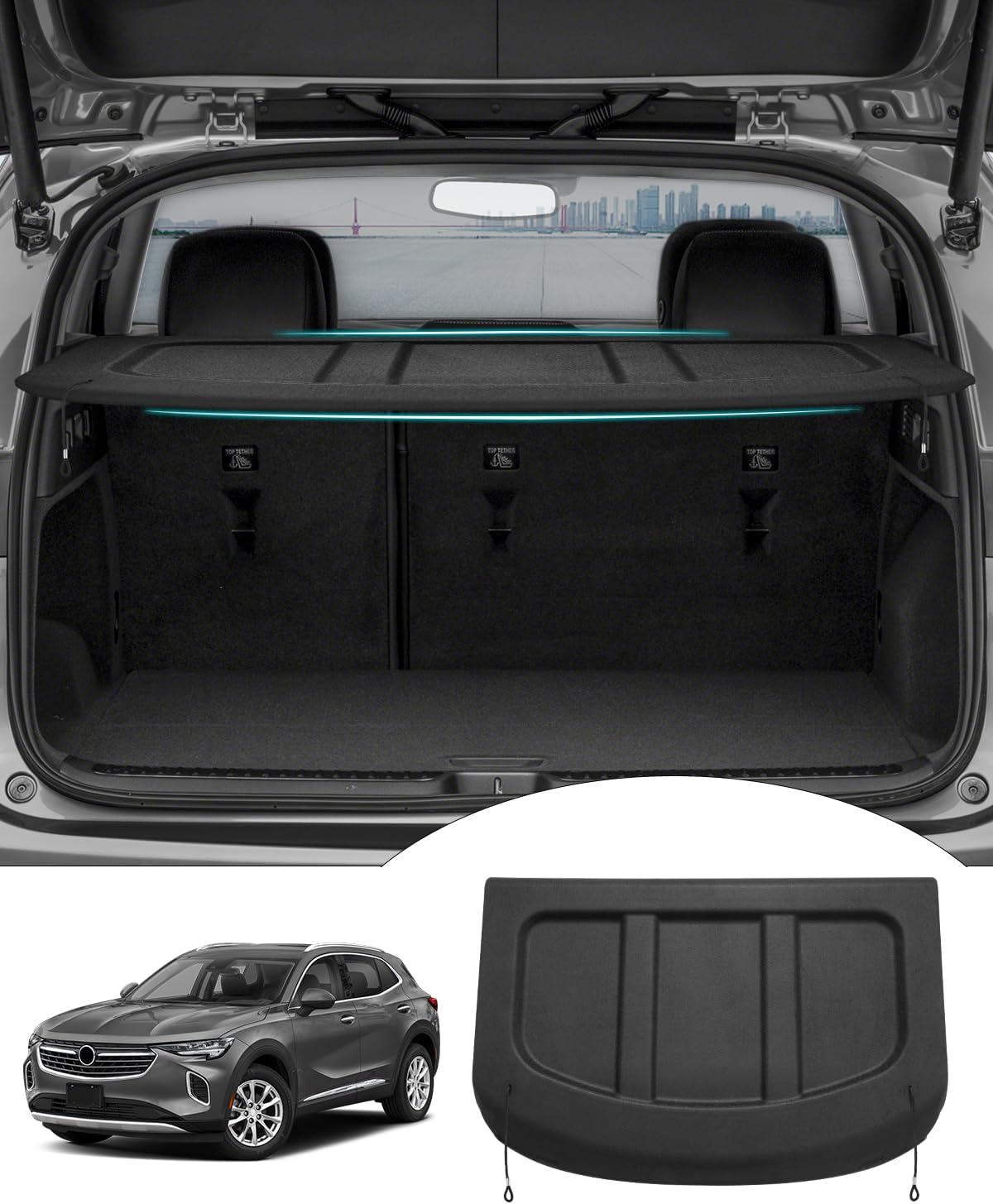 Powerty Cargo Cover for Buick Envision 2021-2025 Accessories Trunk Cover Retractable Trunk Shielding Shade Cargo Luggage Cover(Can Withstand The Load)