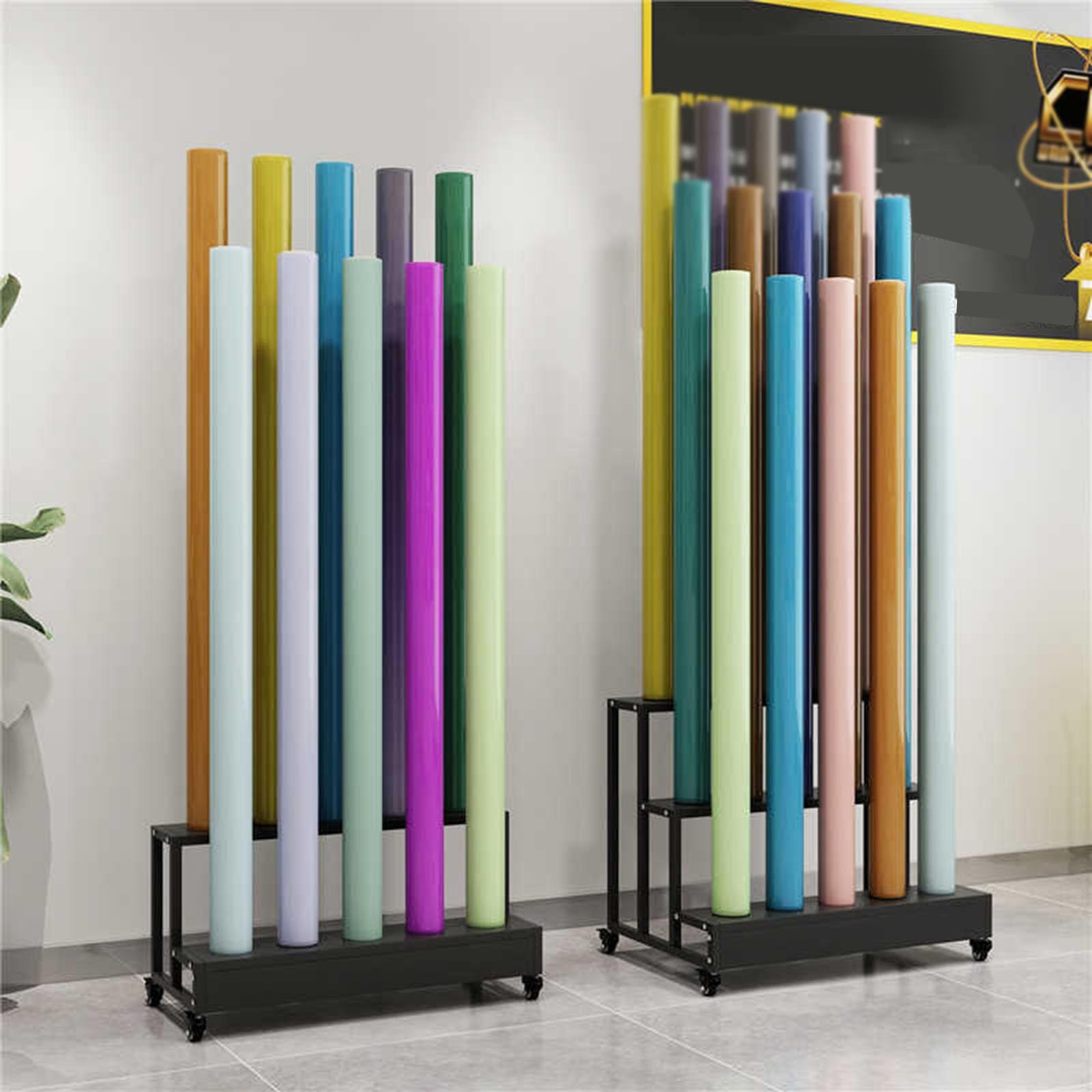 Scaffale mobile in metallo per rotoli e campioni, grande capacità, può contenere fino a 150 kg, ideale per tappeti in pelle e forniture artigianali (53 x 48 x 75 cm)
