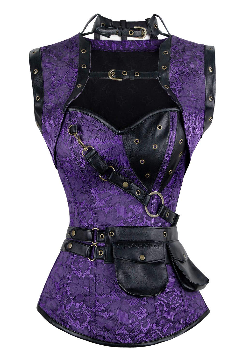 Charmian Women's Steampunk Spiral Steel Boned Vintage Corset Tops Bustier