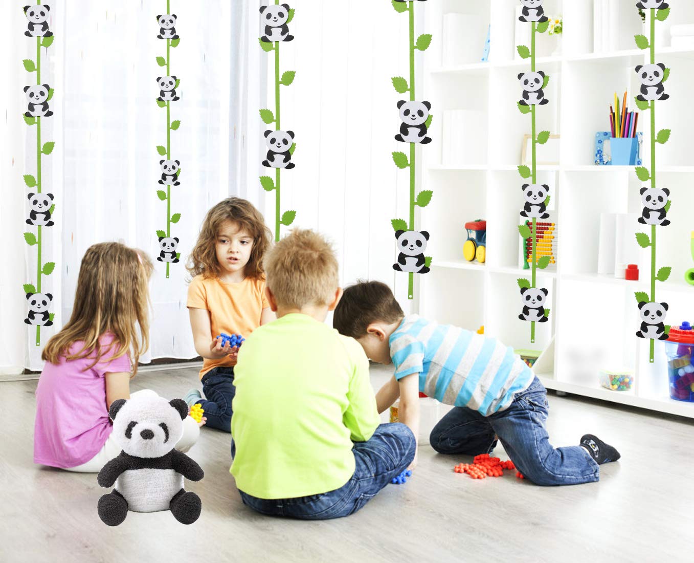 6 Decorazioni Pendenti A Tema Panda Per Compleanno E Baby Shower - Ornamenti In Tessuto - 5