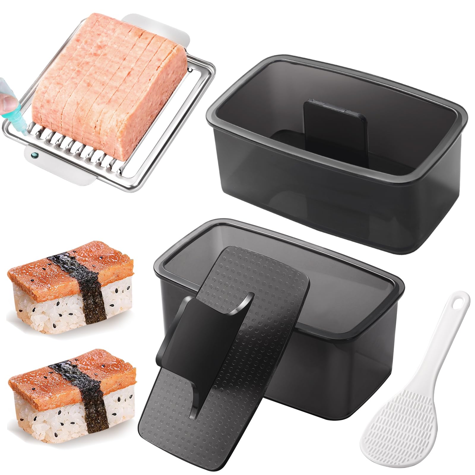 musubi press mold kit 2 pack clear musubi maker with stainless steel 304 luncheon meat slicer for spam