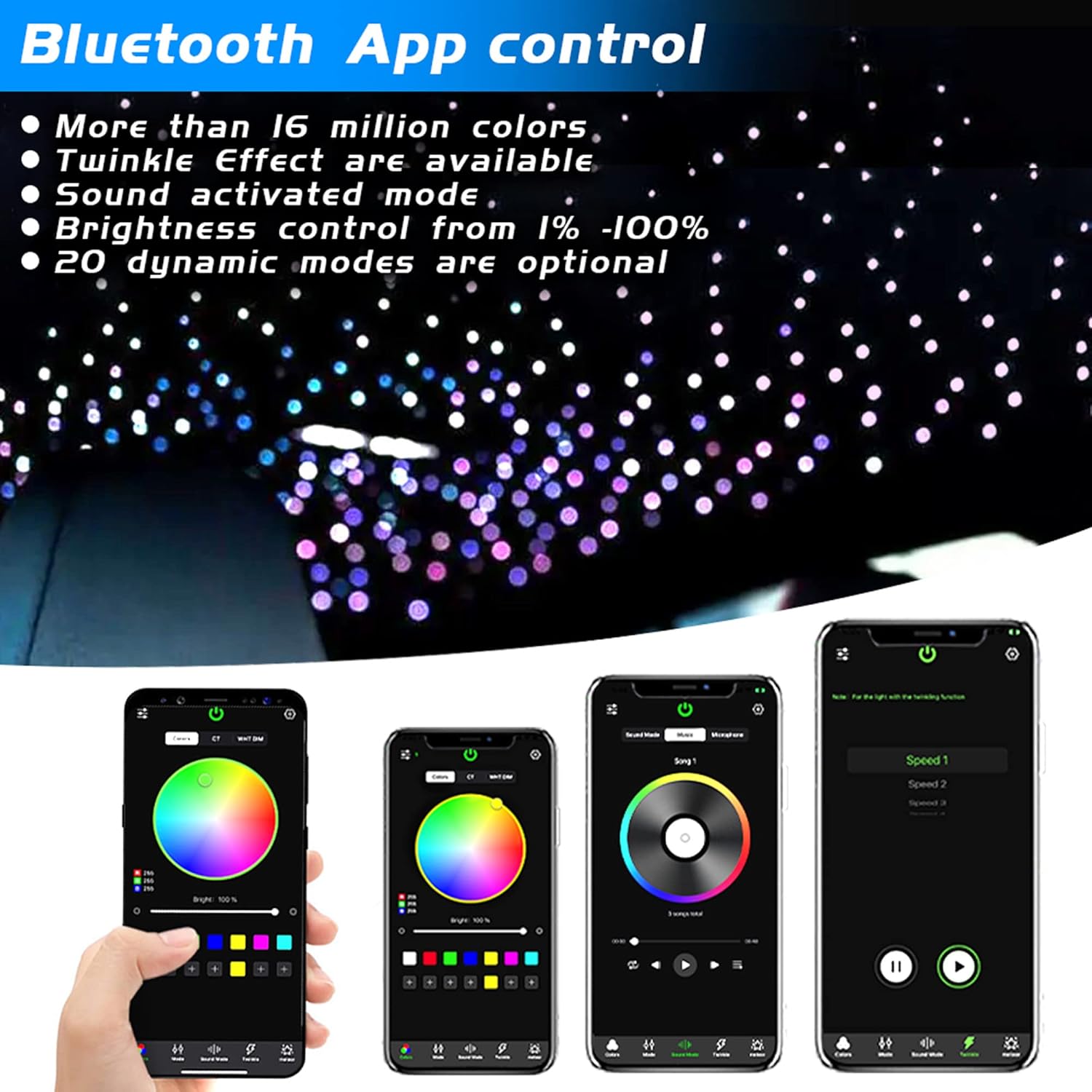 Buy ATOKEE Starlight Headliner Kit, 16W Twinkle Fiber Optic Lights Car