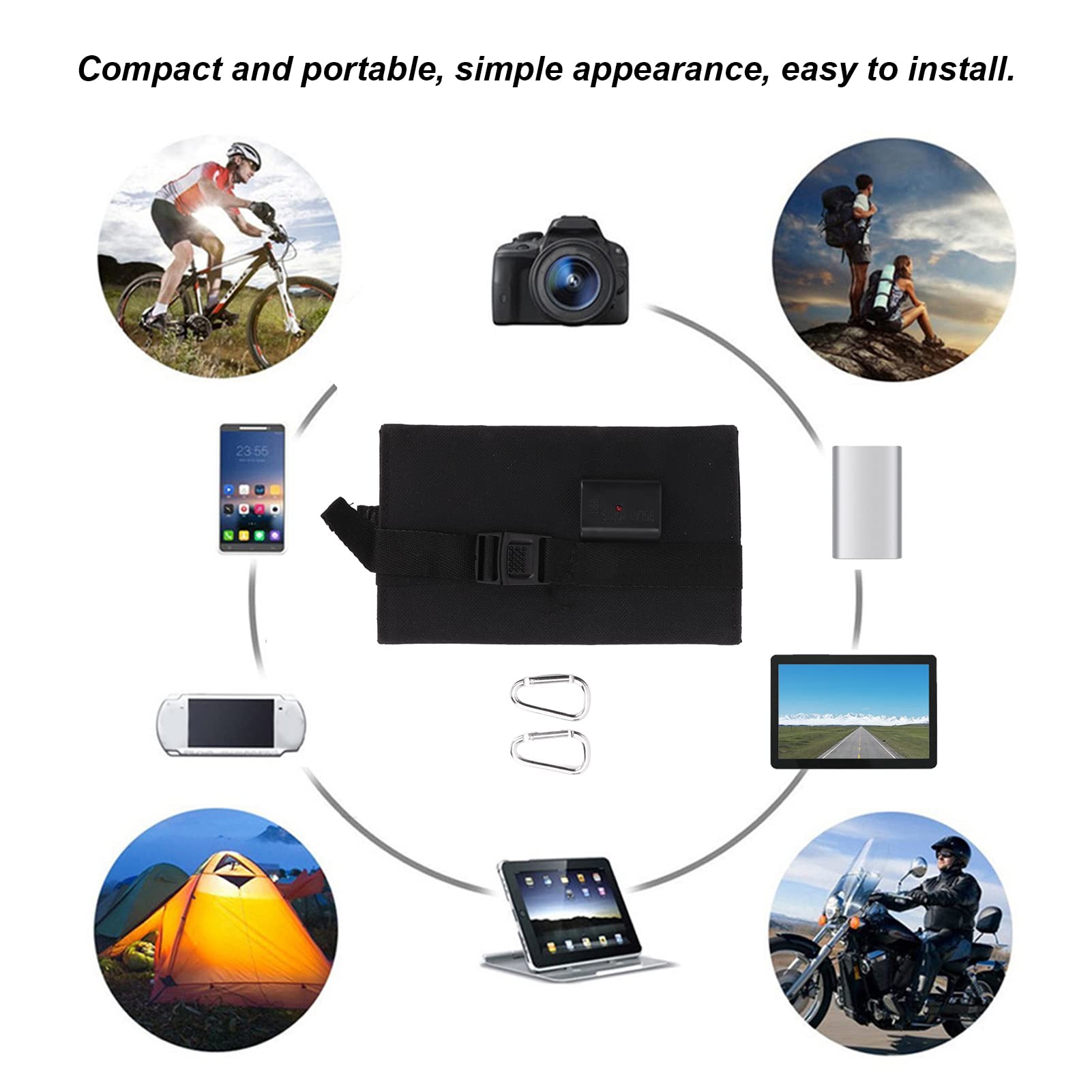 Panel Solar Plegable, Carga Rápida y Energía Renovable, Cargador de Batería Móvil 20W USB 5V, Diseño Ligero Portátil para Campamentos, senderismo, picnics, escalada al aire