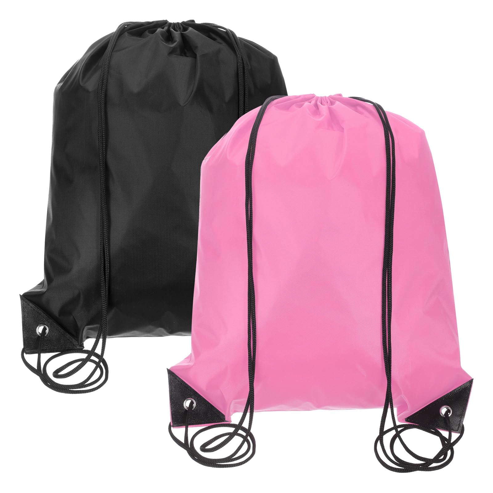 PATIKIL Drawstring Backpack Bags, 2 Pack Sports Cinch Sack Draw String Bag for Sports Gym Yoga Travel Swimming Beach, Black, Pink