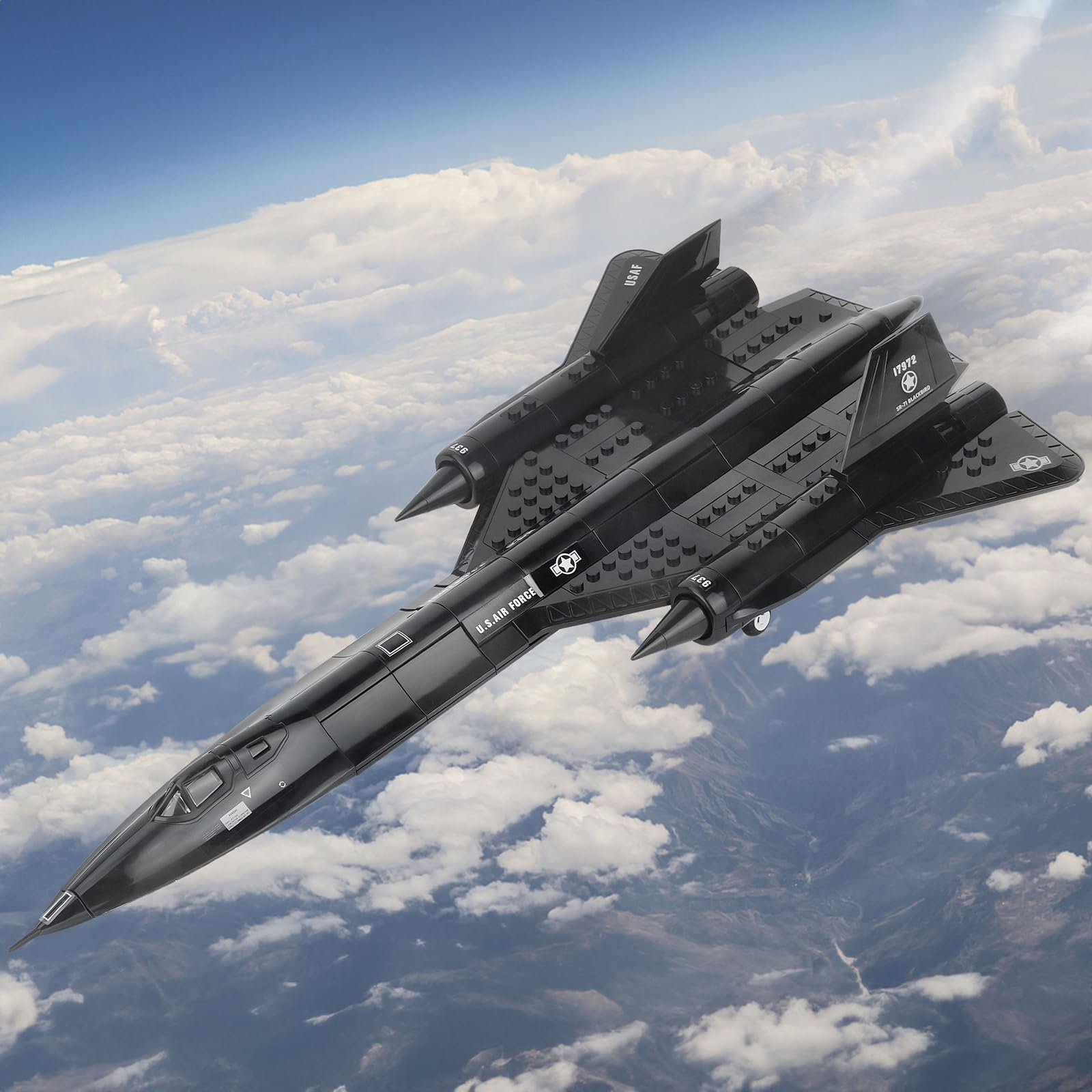 Bloques de sujeción para avión Blackbird SR-71, juego de bloques de construcción 1:74, avión de combate militar WW2, avión de combate de la Fuerza Aérea Eurofighter, modelo jet regalos creativos para