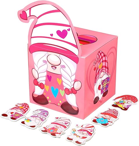 Miniatura 8 de Tarjetas de San Valentín para niños y buzón para intercambio de aula tarjeta de notas de gnomo para el día de San Valentín y caja de San Valentín