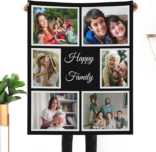Miniatura 9 de HUGLAZY Manta personalizable para la familia, mantas personalizadas con fotos, texto, imagen personalizada, 8 fotos, collages universitarios, regalo