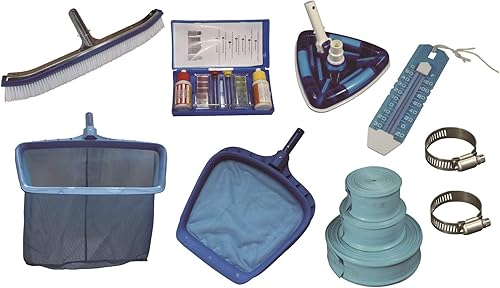 SmartClear Kit de mantenimiento de piscina, juego de limpiador de accesorios de piscina, poste telescópico de 3 piezas, cabezal de vacío pesado,