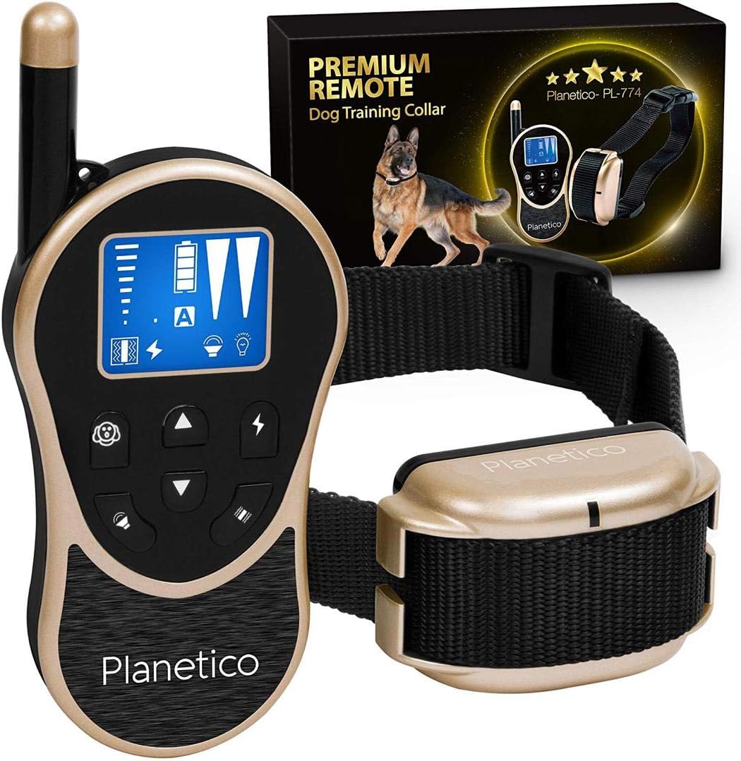 Remote Dog Training Collar - Large Clear LCD Screen - Bark & Behavior Control Device PL-774, Waterproof, Rechargeable, 2625 Ft Long Range, Beep/Vibration/Static Stimulation Modes