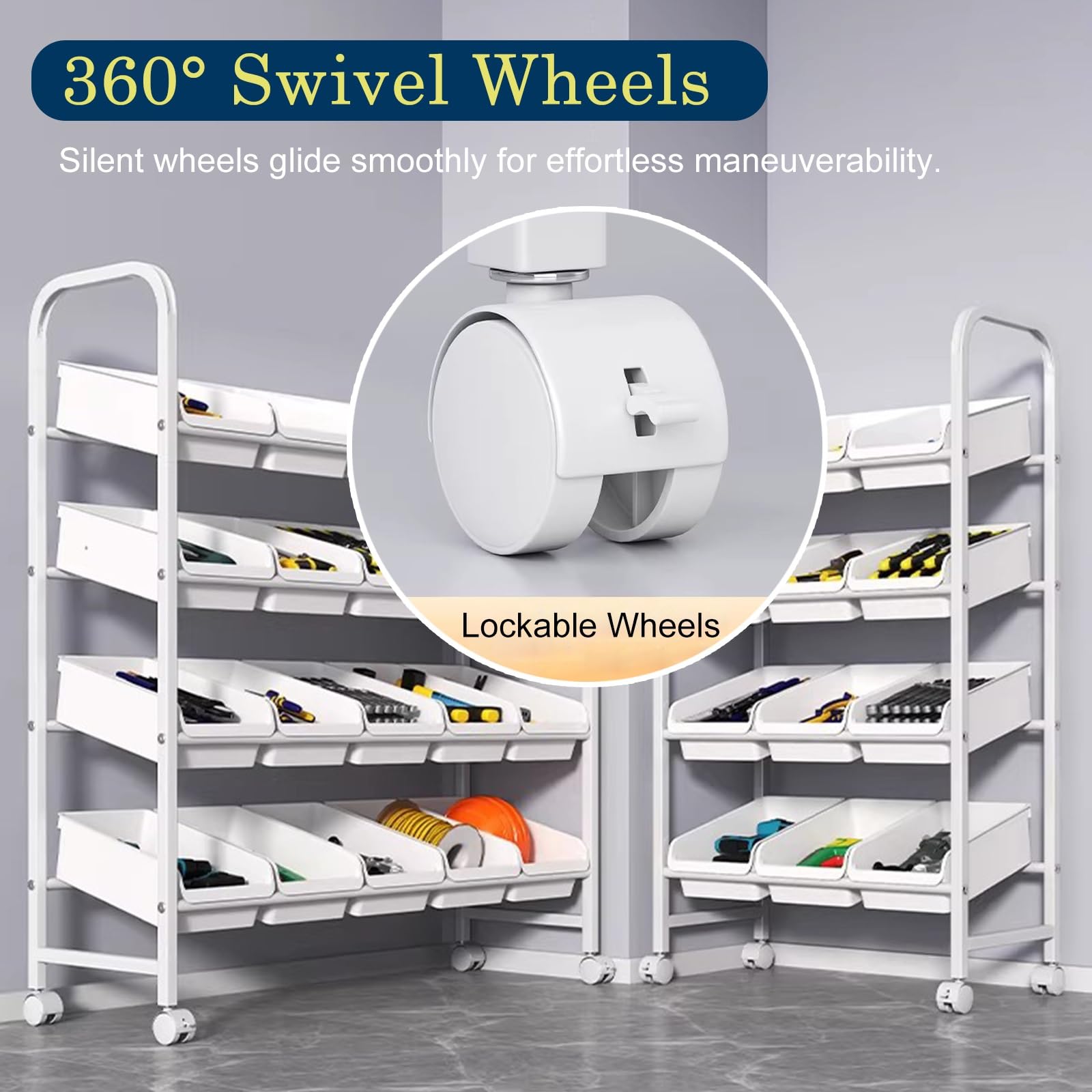 Boite Rangement Vis Étagère De Chariot À Bacs À Écrous Et Boulons, Armoire De Rangement De Pièces Industrielles Avec 4 6 8 Tiroirs Pour Le Stockage En Magasin(4 Tier - 35x30x88cm)