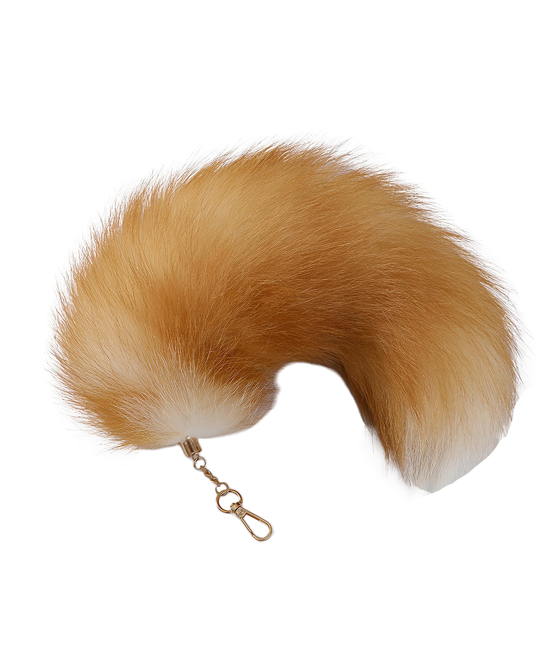 Iivos Fluffy Therian Fox Tail Keychain - About 16-18 inches, Orange Tail-1