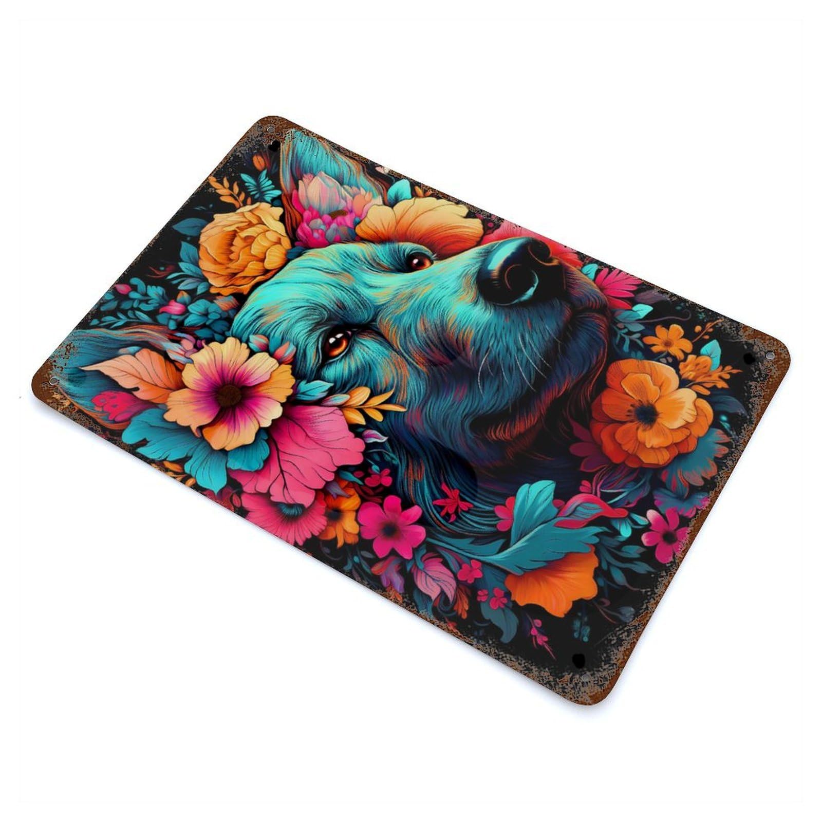 Dog Decorative Tin Sign 11.8"x7.9", Retro Wall Decor for Living Room, Hallway And Home Decor