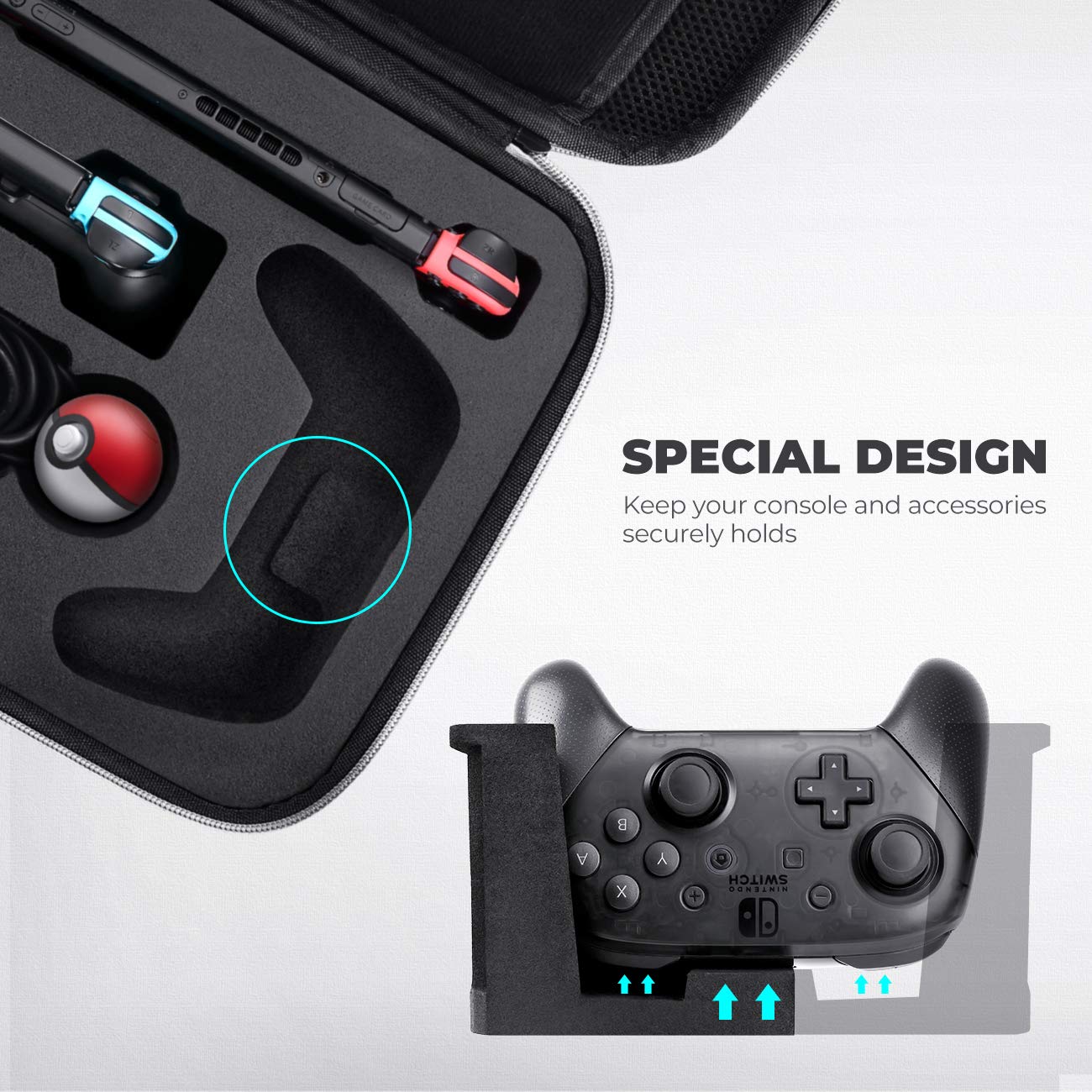 Mumba Carrying Case for Nintendo Switch OLED & Nintendo Switch 2017, [Max Version] Portable Protective Travel Carry handbag Pouch for Blade/Battle Case [Large Capacity] (Black) - Image 4