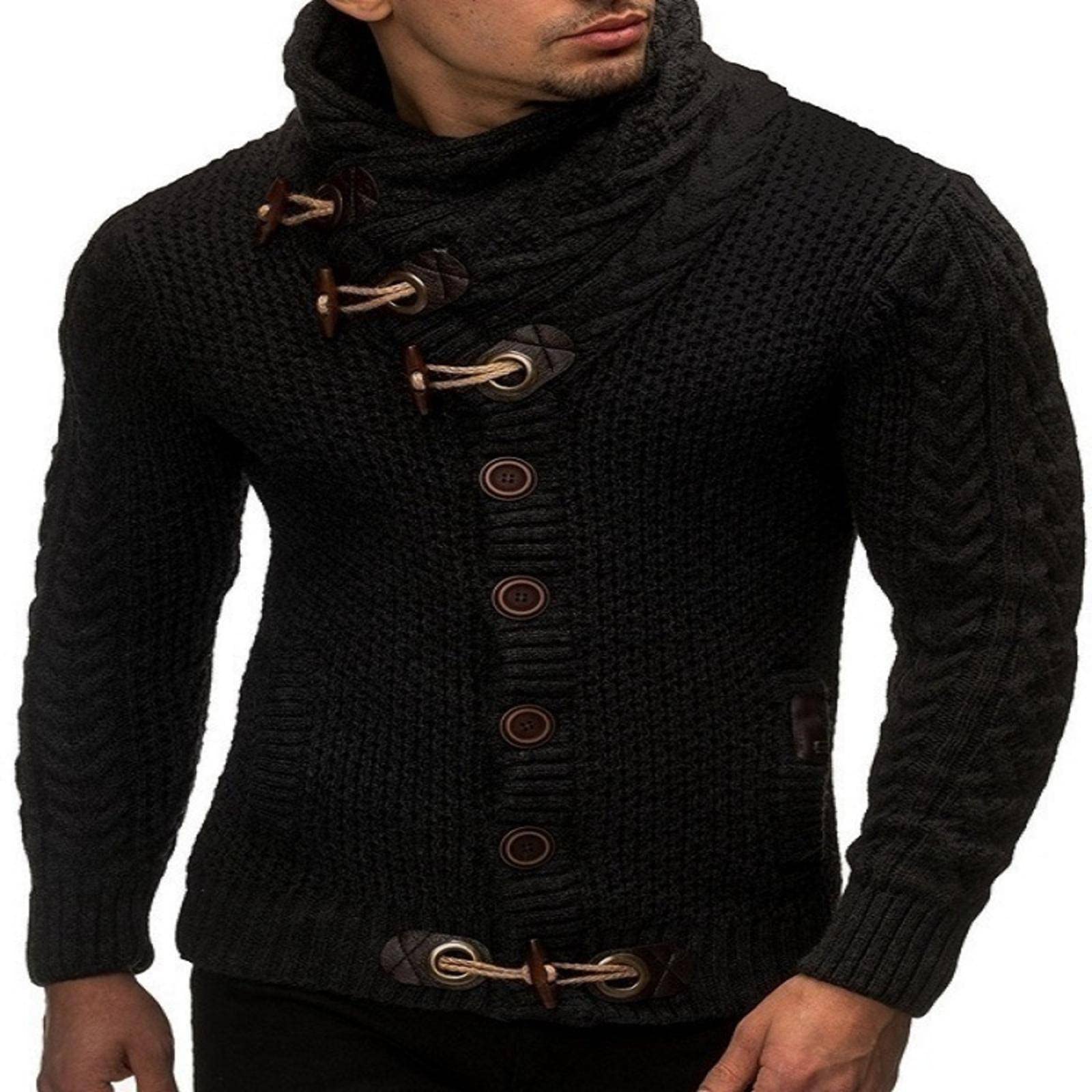 Autumn and Winter Men's Turtleneck Single-Breasted Cardigan Long-Sleeved  Knitted Sweater : Amazon.ca: Clothing, Shoes u0026 Accessories
