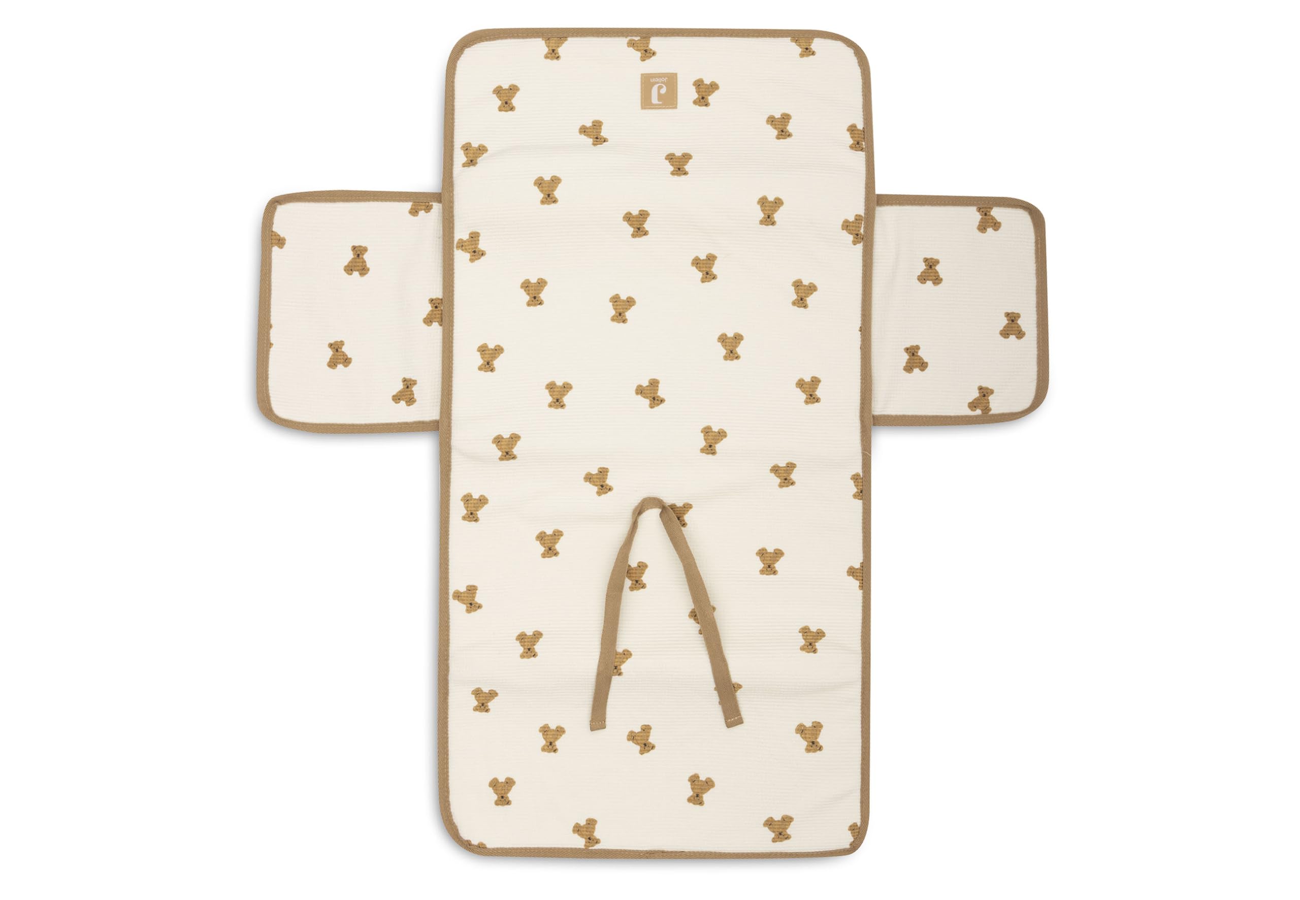 Jollein Fasciatoio Little Waffle – Mini orsacchiotto – Con tasche e fiocco – Morbido e lavabile – Fasciatoio portatile – Ideale per gli spostamenti
