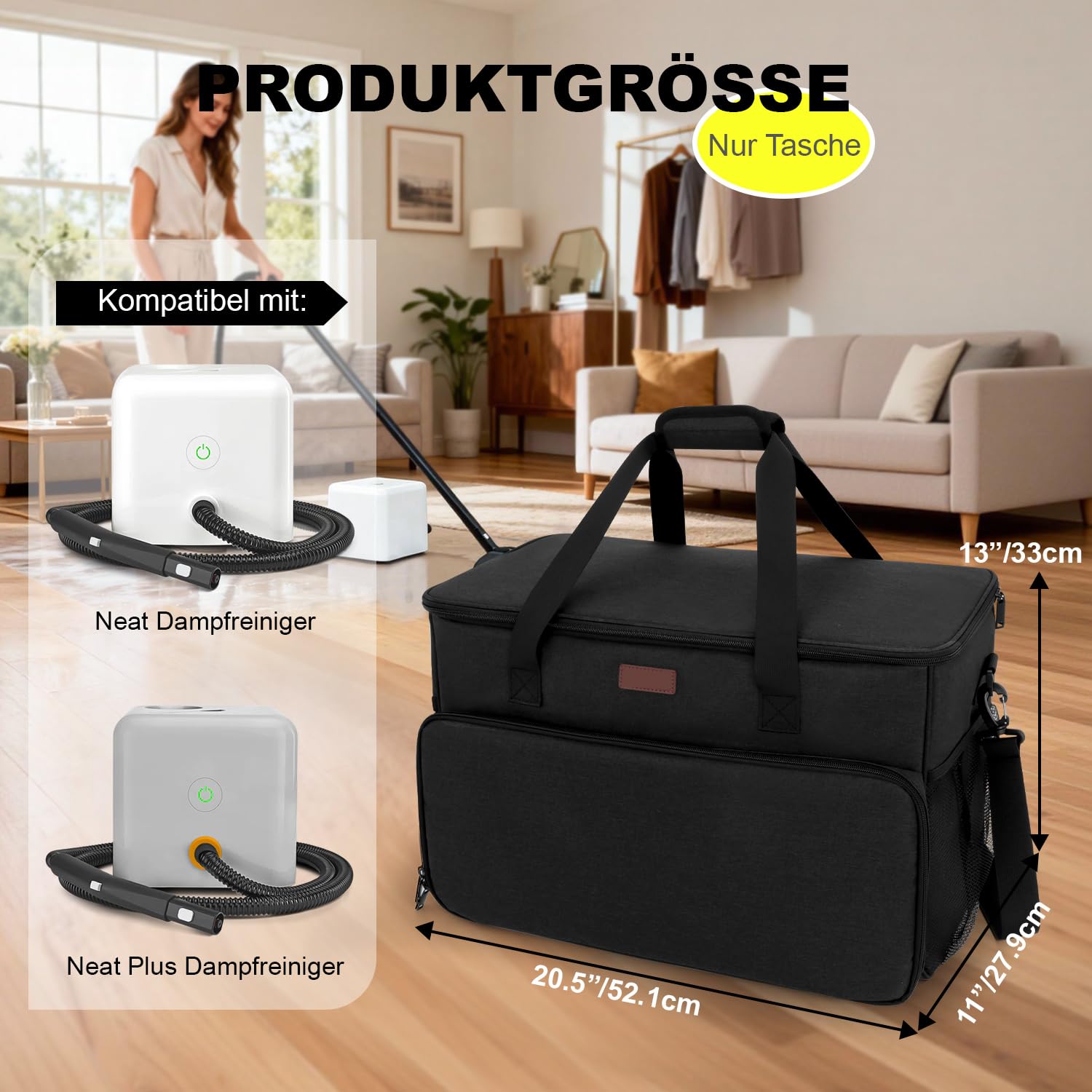 Bolsa de almacenamiento compatible con Dupray Neat & Neat Plus limpiador a vapor, bolsa de transporte para accesorios, gran capacidad con compartimentos, organizador para hogar y exterior, solo bolsa