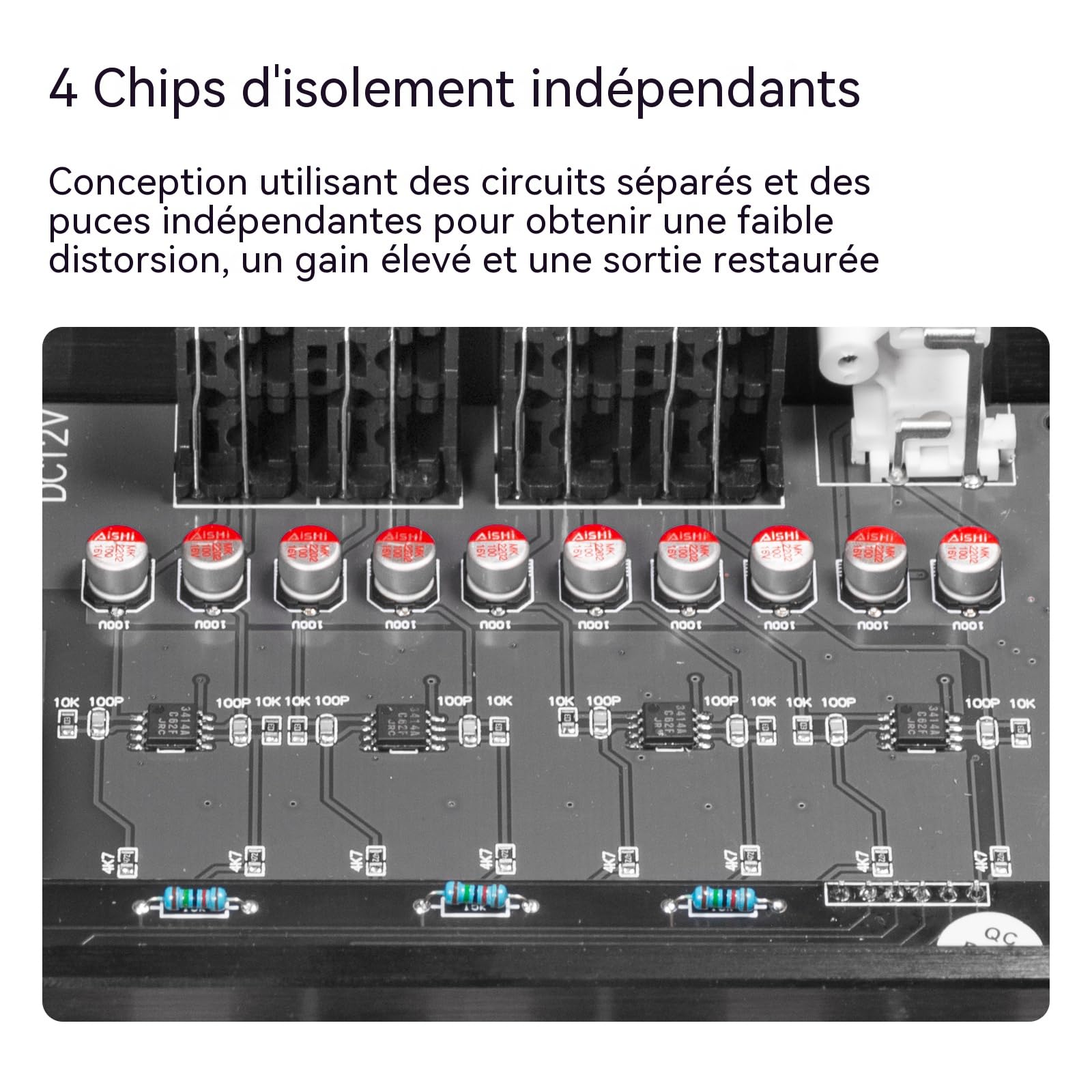 Répartiteur stéréo RCA 1 entrée 4 sorties avec contrôle Vol Indep et puces