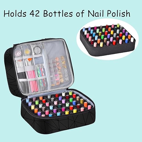 Miniatura 3 de Estuche organizador de esmalte de uñas con capacidad para 42 botellas (0.5 fl oz) y lámpara de uñas, organizadores de uñas y almacenamiento para