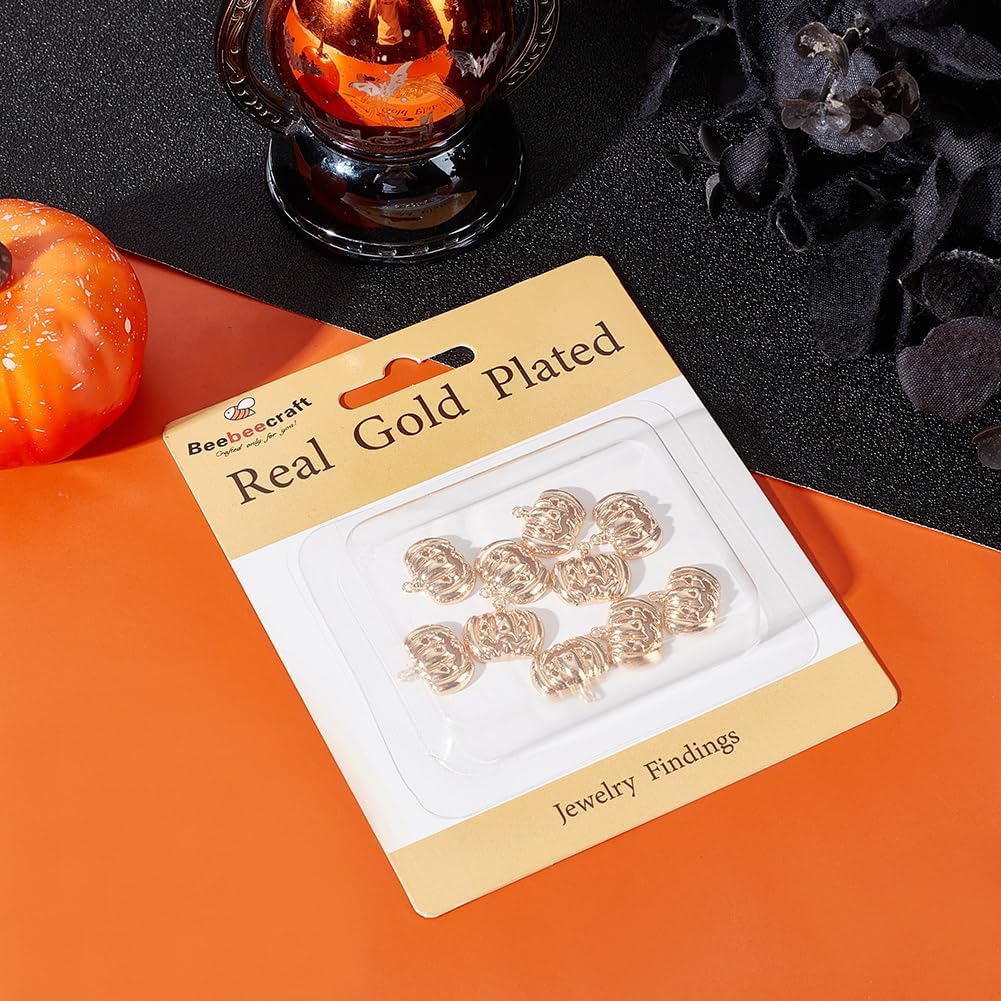 Beebeecraft 1 Box Real 18K Gold Plated Halloween Charms Bulk Pendants Dangle Charm for Jewelry Making Earrings Bracelets Necklace Keychains DIY Crafts