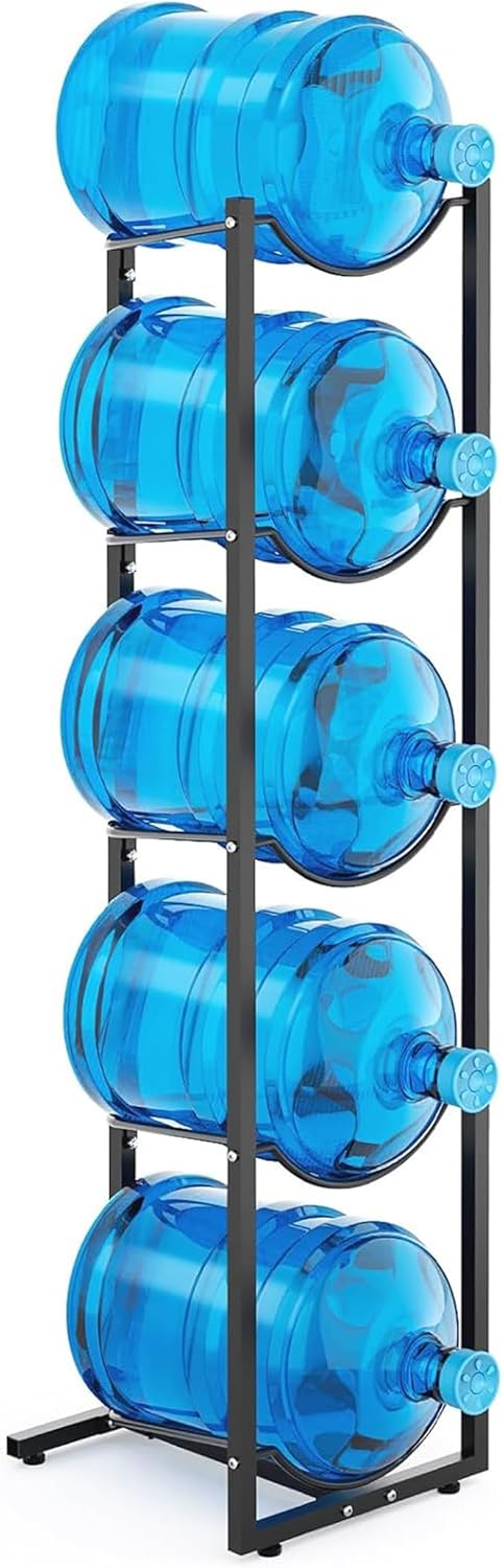 MYLOLF 5 Gallon Water Jug Holder : 4 Tier Water Jug Stand Holder for 5 Gallon Water Dispenser- 5 Gal Water Bottle Storage Rack Organizer for Home Kitchen Garage