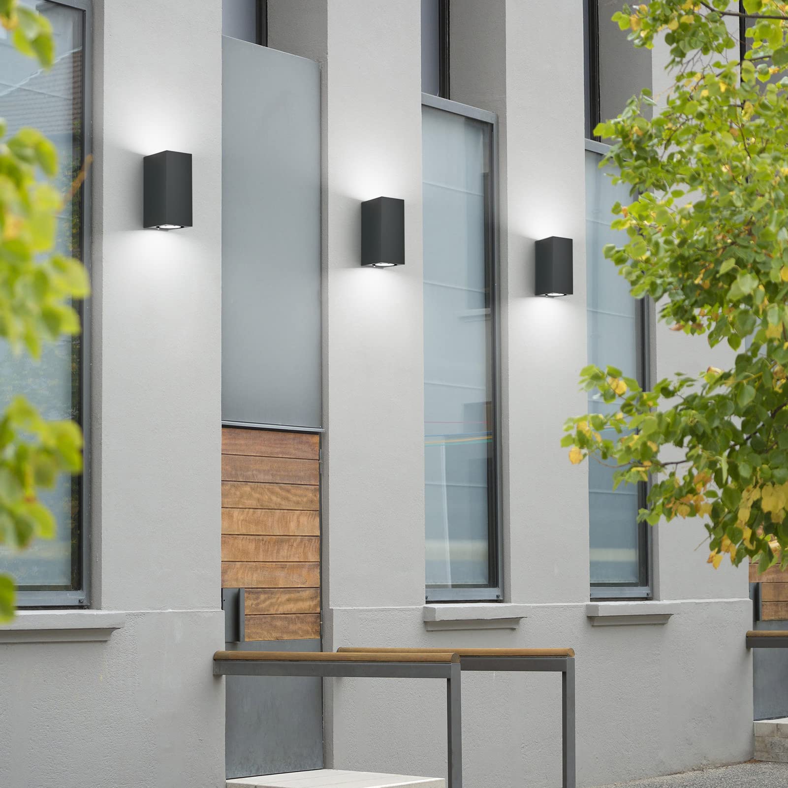 Klighten 2 Stück Anthrazit Wandleuchte Aussen IP65 Modern Aluminium Eckig GU10 Fassung