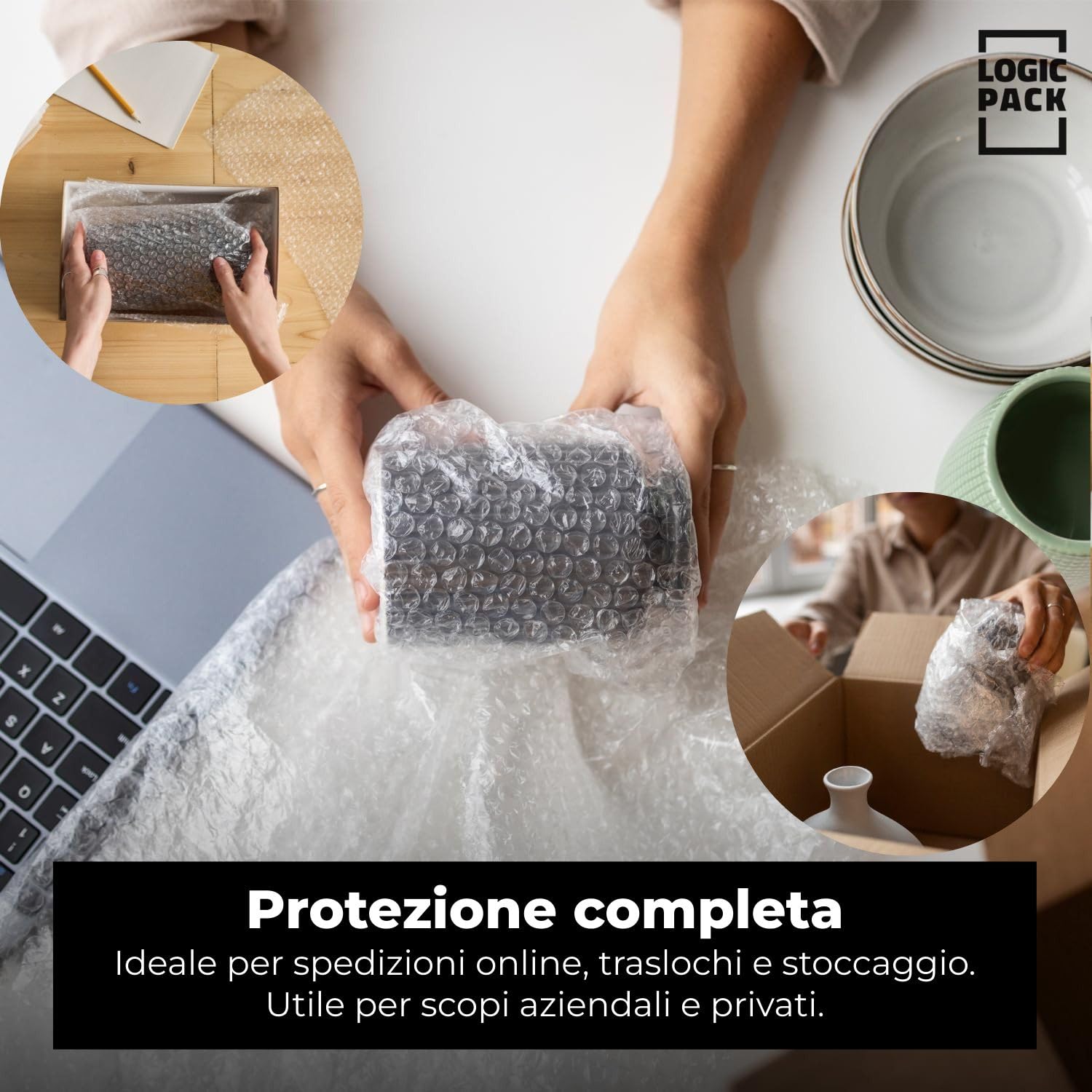 2x Pluriball per Imballaggio e Spedizione - Rotolo Millebolle 100 m x 30 cm - Film Protettivo a 2 Strati Antistrappo e Antiurto - Ideale per Trasloco, Trasporto e Oggetti Fragili